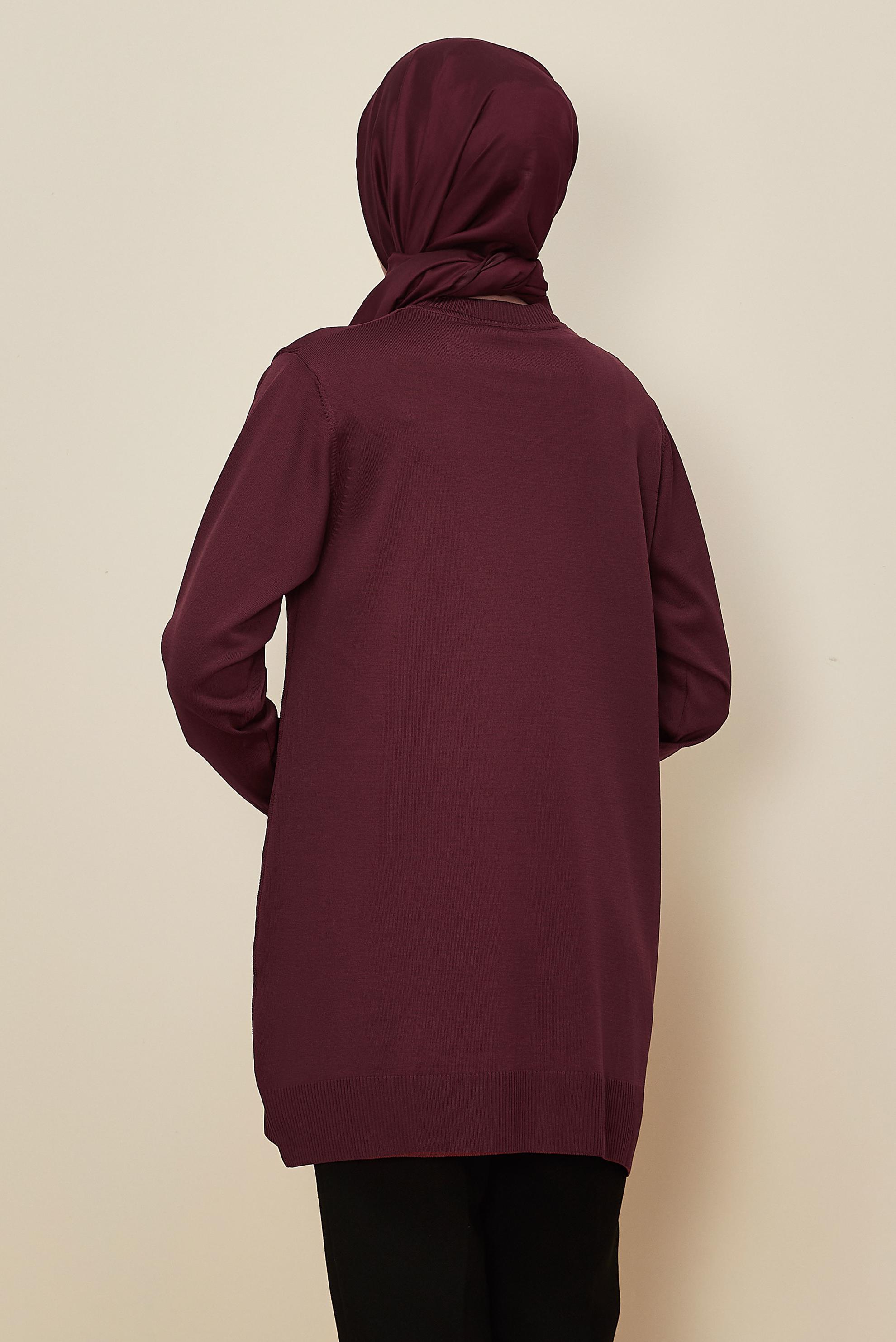 Tesettür giyim BORDO TRİKO TUNİK 45850
