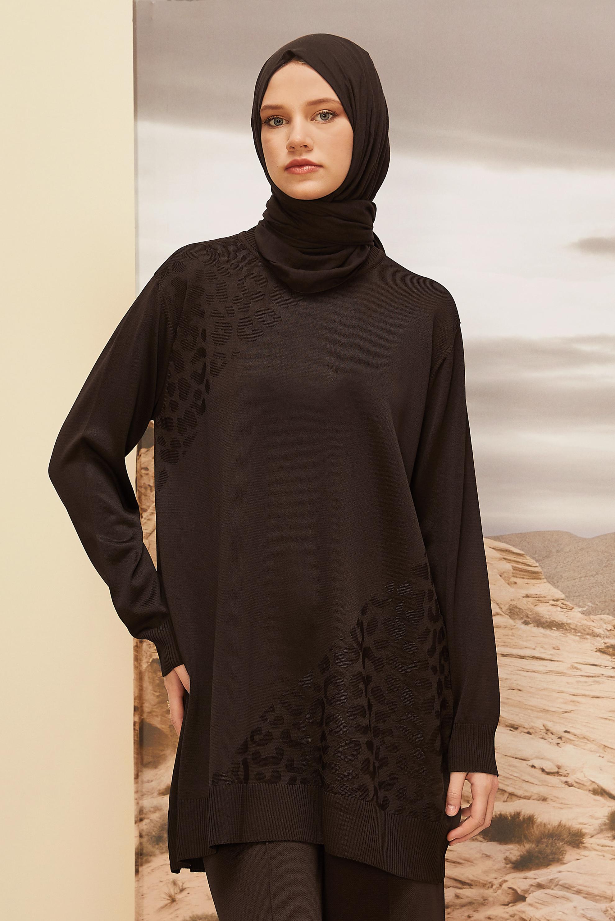 Vêtements hijab BRUN TUNIQUE EN MAILLE 45850