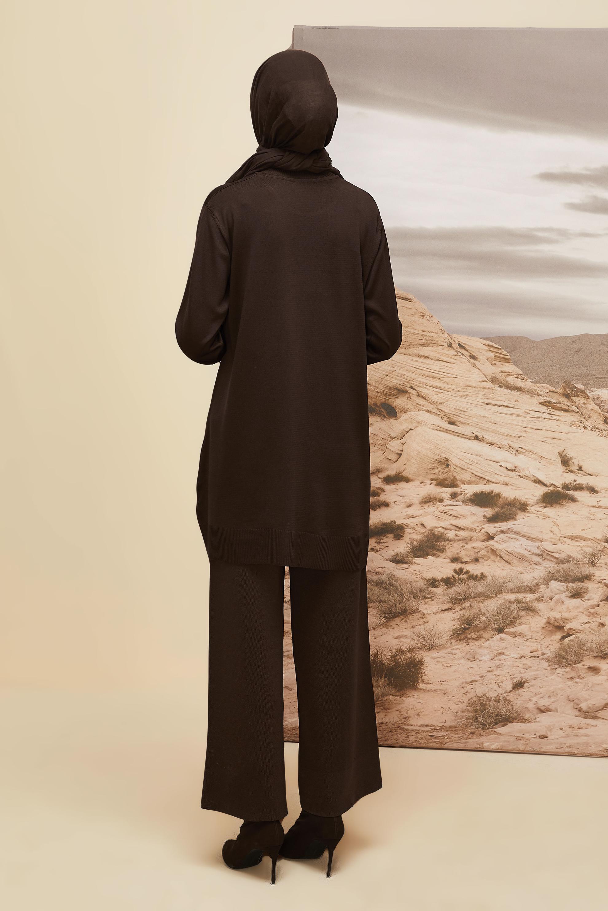 Vêtements hijab BRUN TUNIQUE EN MAILLE 45850