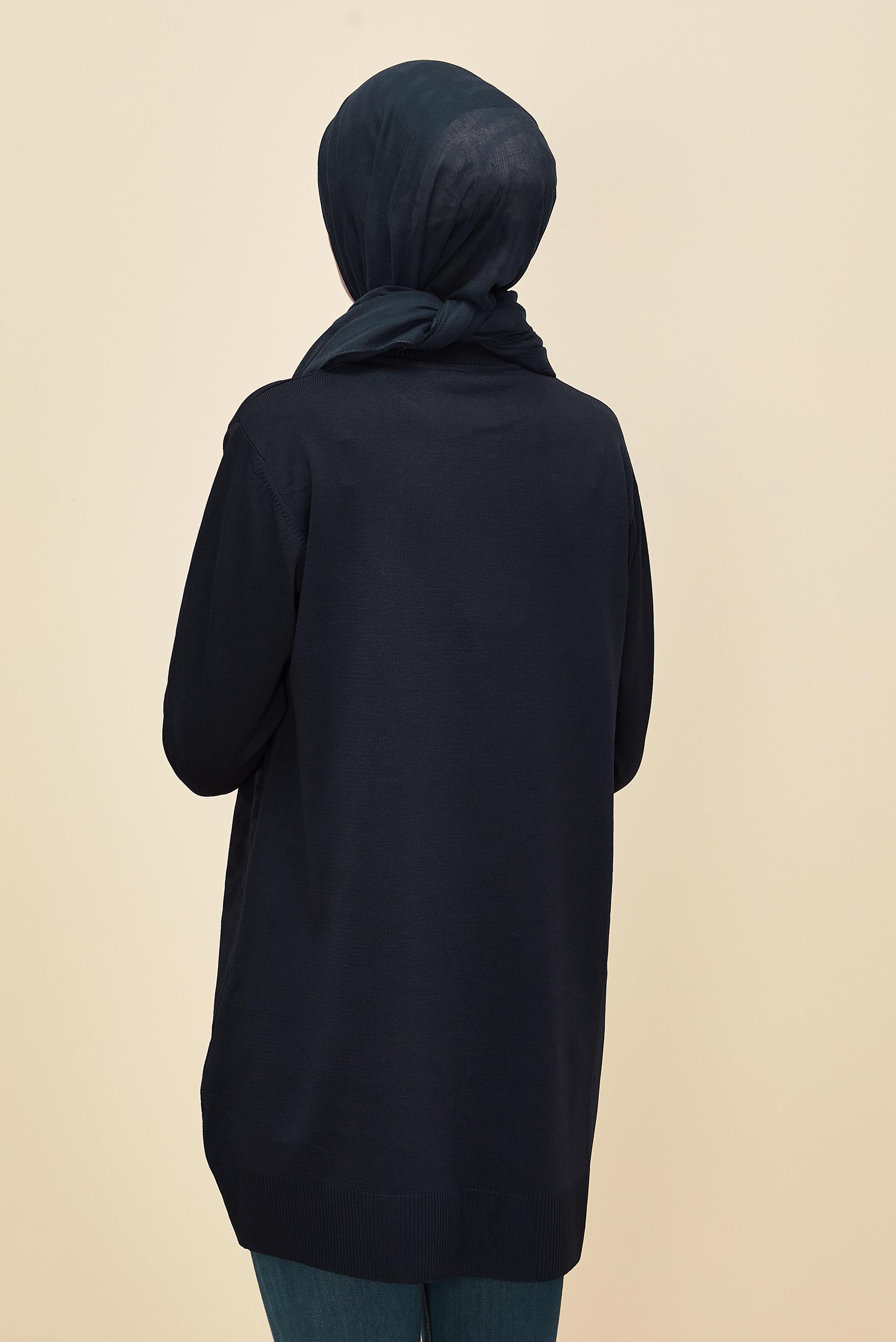 Tesettür giyim LACİVERT TRİKO TUNİK 45850