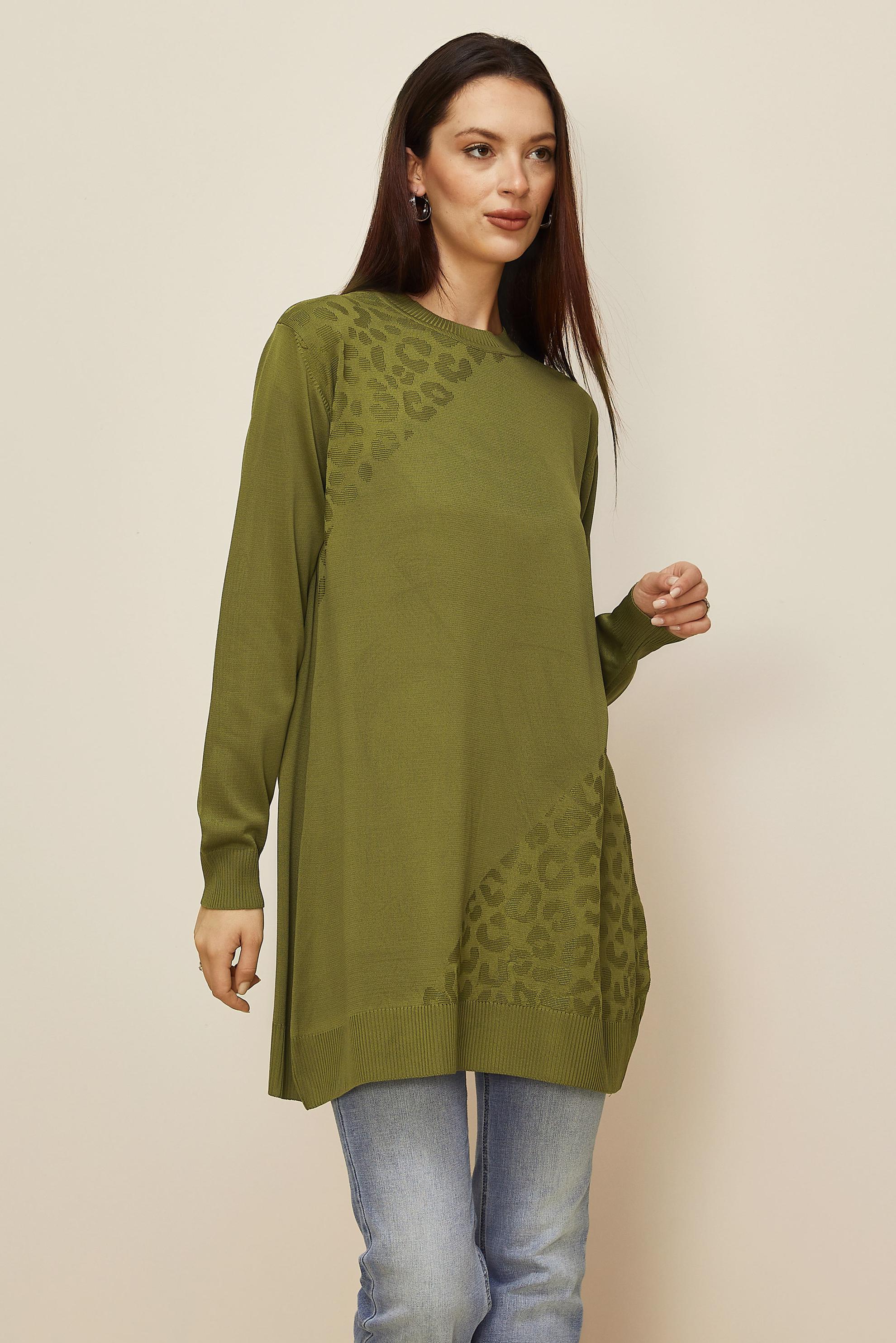 Tesettür giyim YEŞİL TRİKO TUNİK 45850