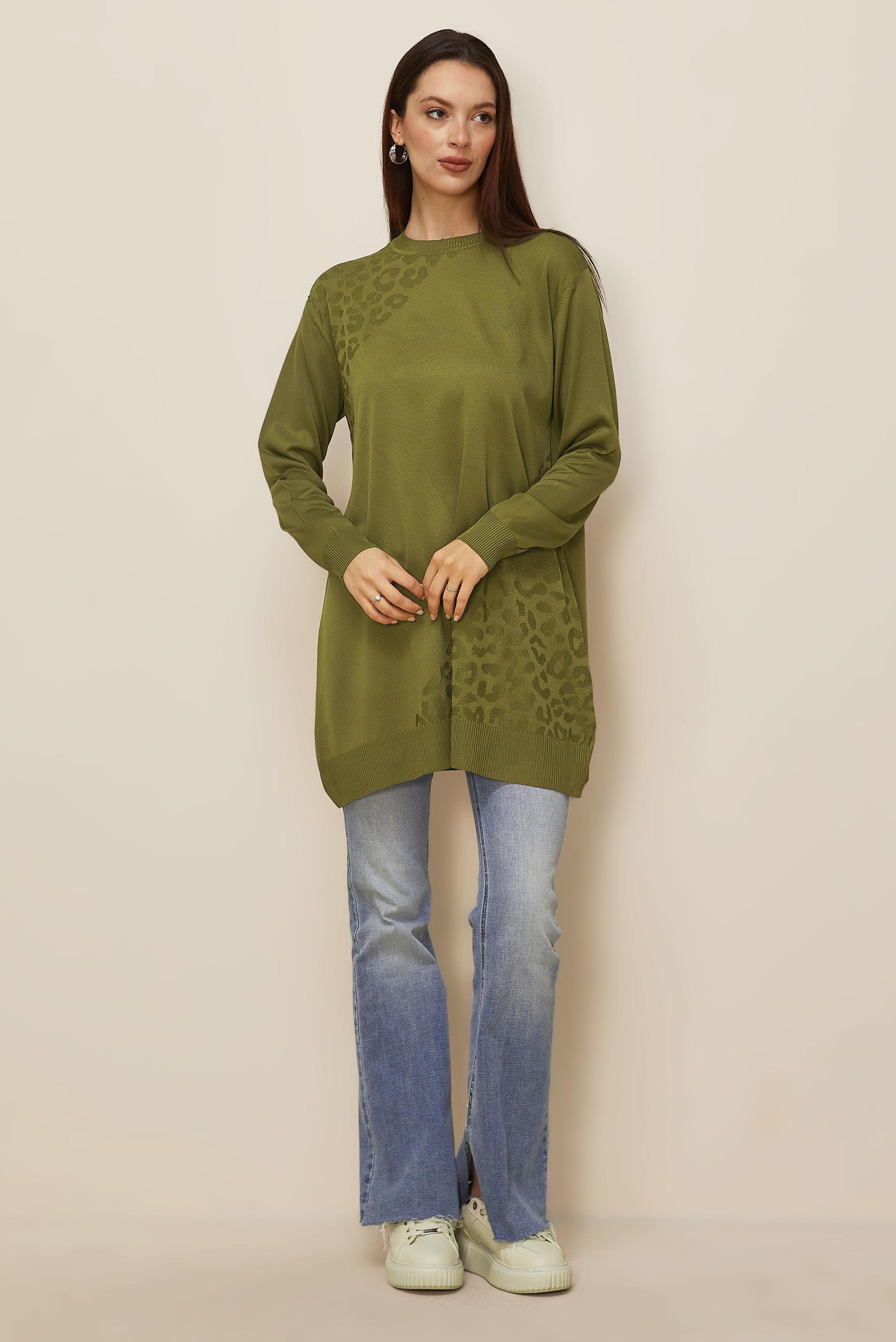 Tesettür giyim YEŞİL TRİKO TUNİK 45850