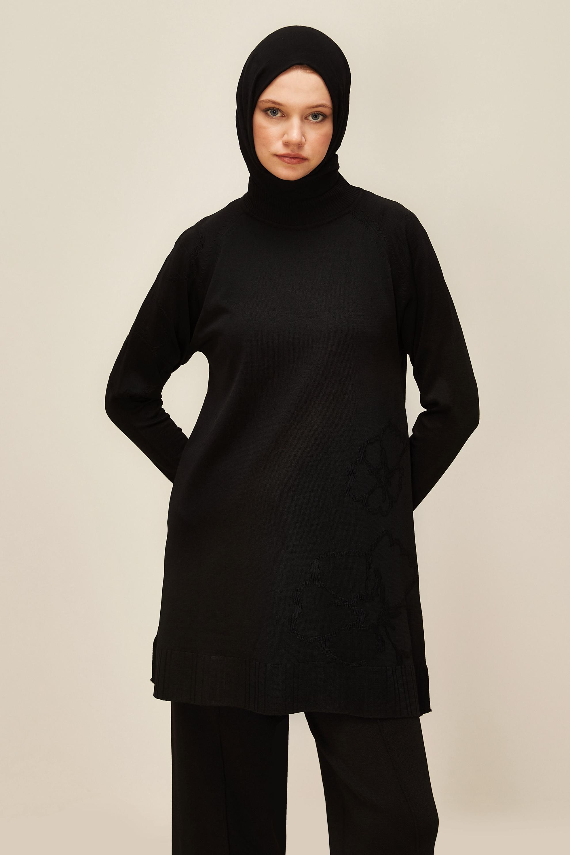 Tesettür giyim SİYAH TRİKO TUNİK 45851