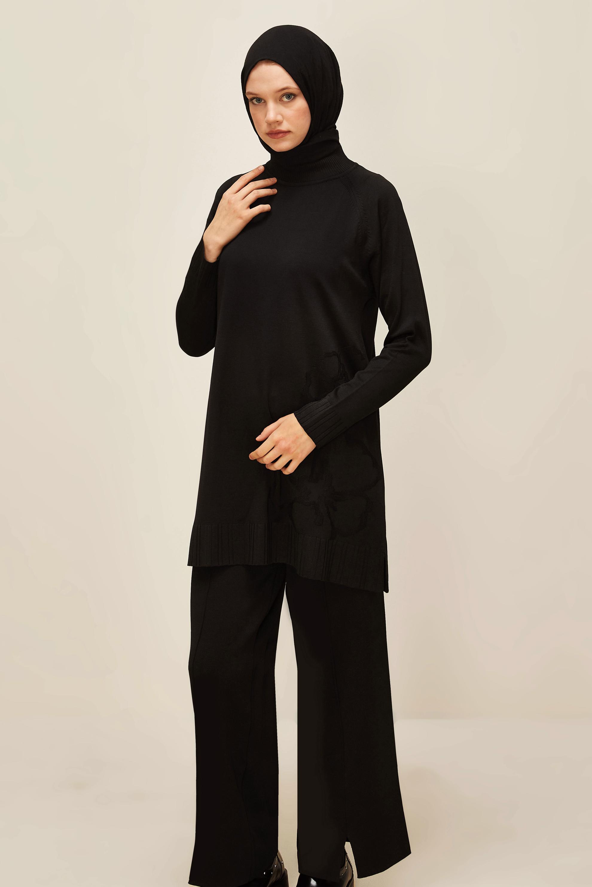 Tesettür giyim SİYAH TRİKO TUNİK 45851