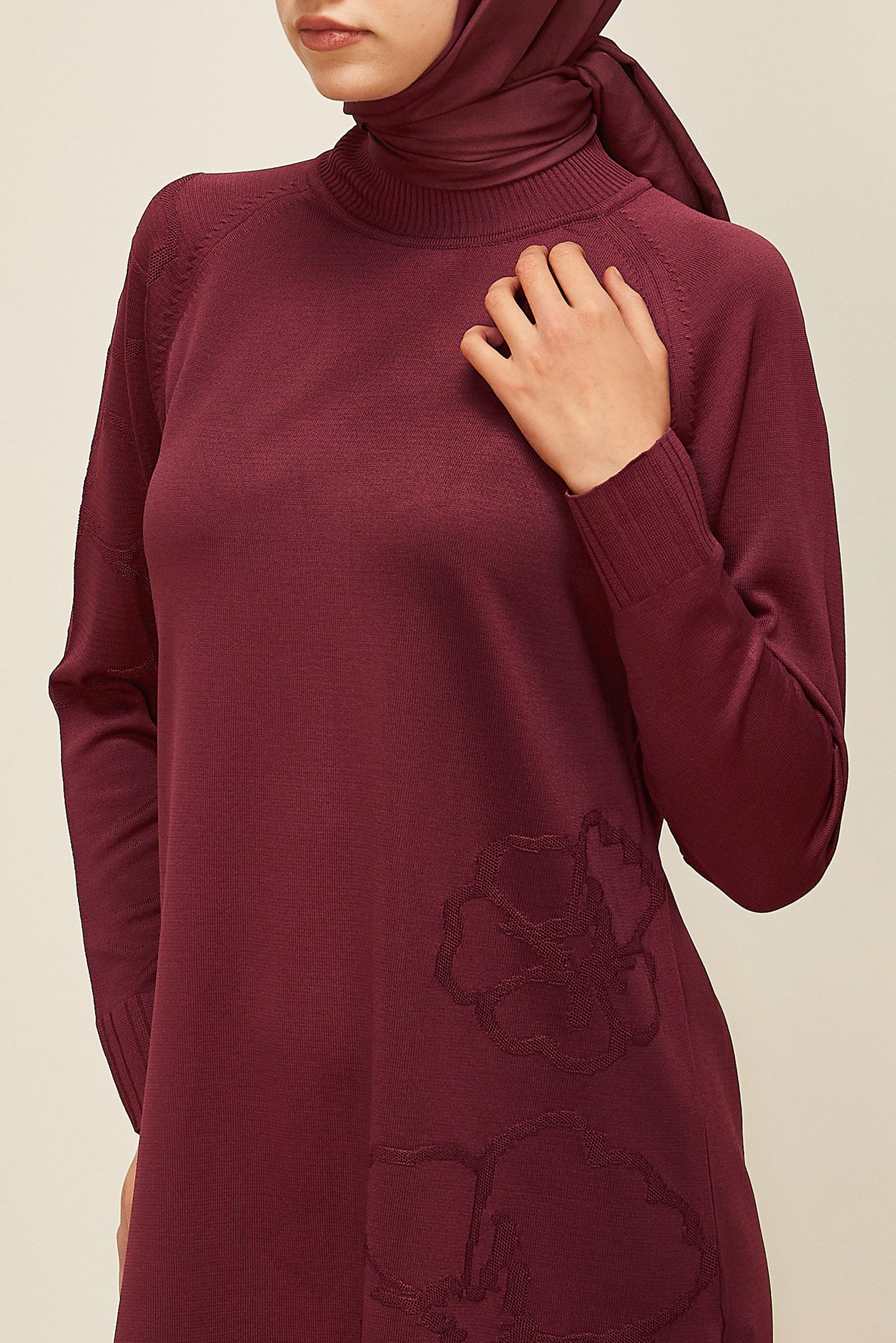 Vêtements hijab ROUGE BORDEAUX TUNIQUE EN TRICOTON 45851