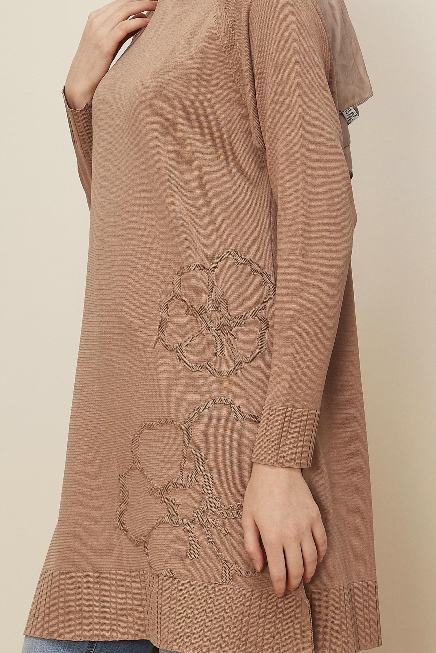 Tesettür giyim KAHVE 45851 TRİKO TUNİK 38-46