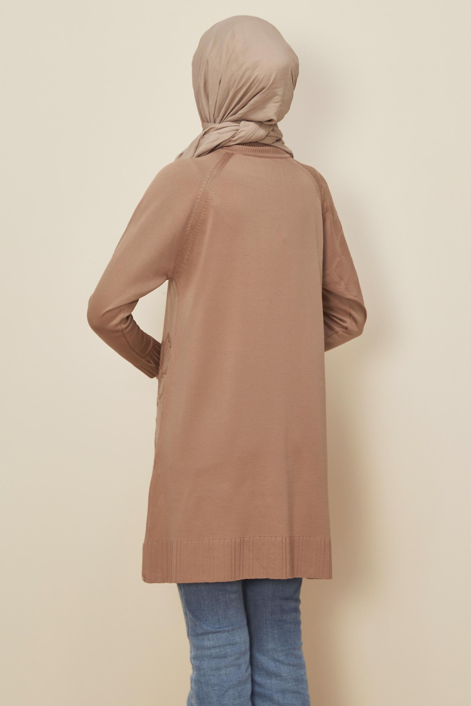 Tesettür giyim KAHVE 45851 TRİKO TUNİK 38-46