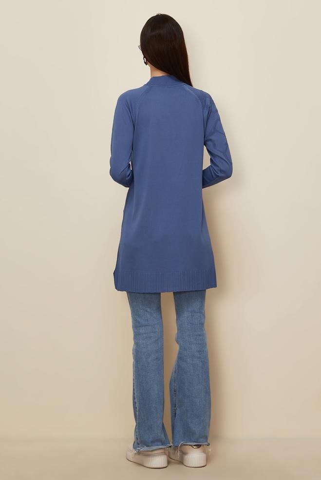 Vêtements hijab BLEU MARINE TUNIQUE EN TRICOTON 45851 - ALVİNA