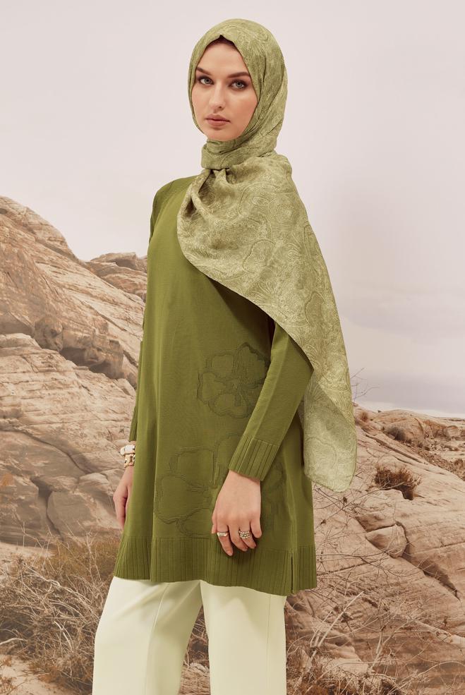 Hijab clothing GREEN KNITWEAR TUNIC 45851 - ALVİNA