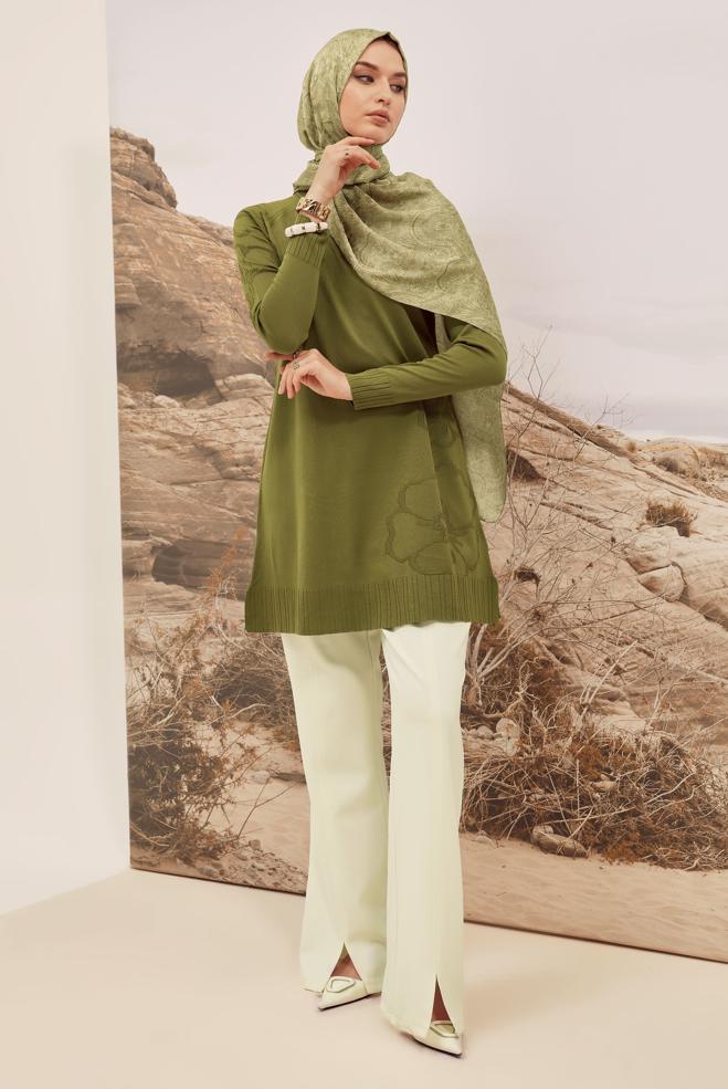 Hijab clothing GREEN KNITWEAR TUNIC 45851 - ALVİNA