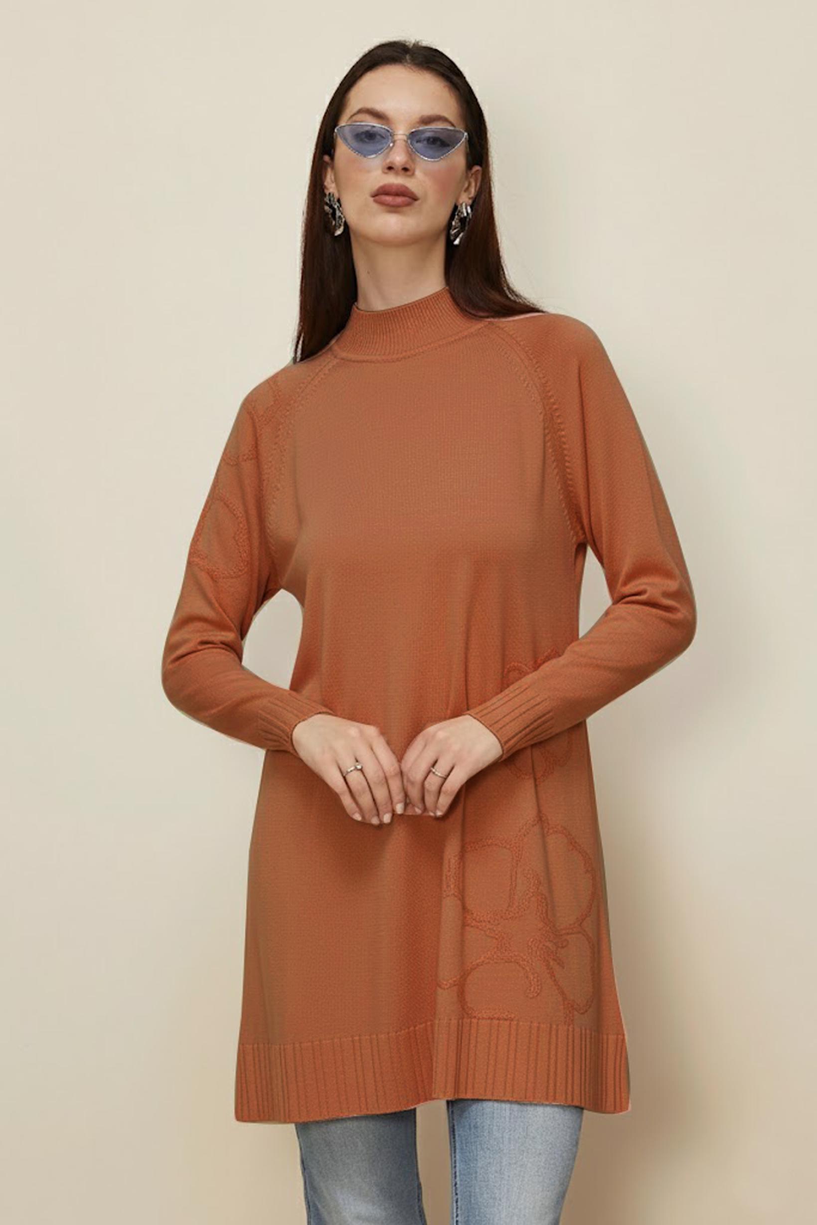 Vêtements hijab ORANGE TUNIQUE EN TRICOTON 45851
