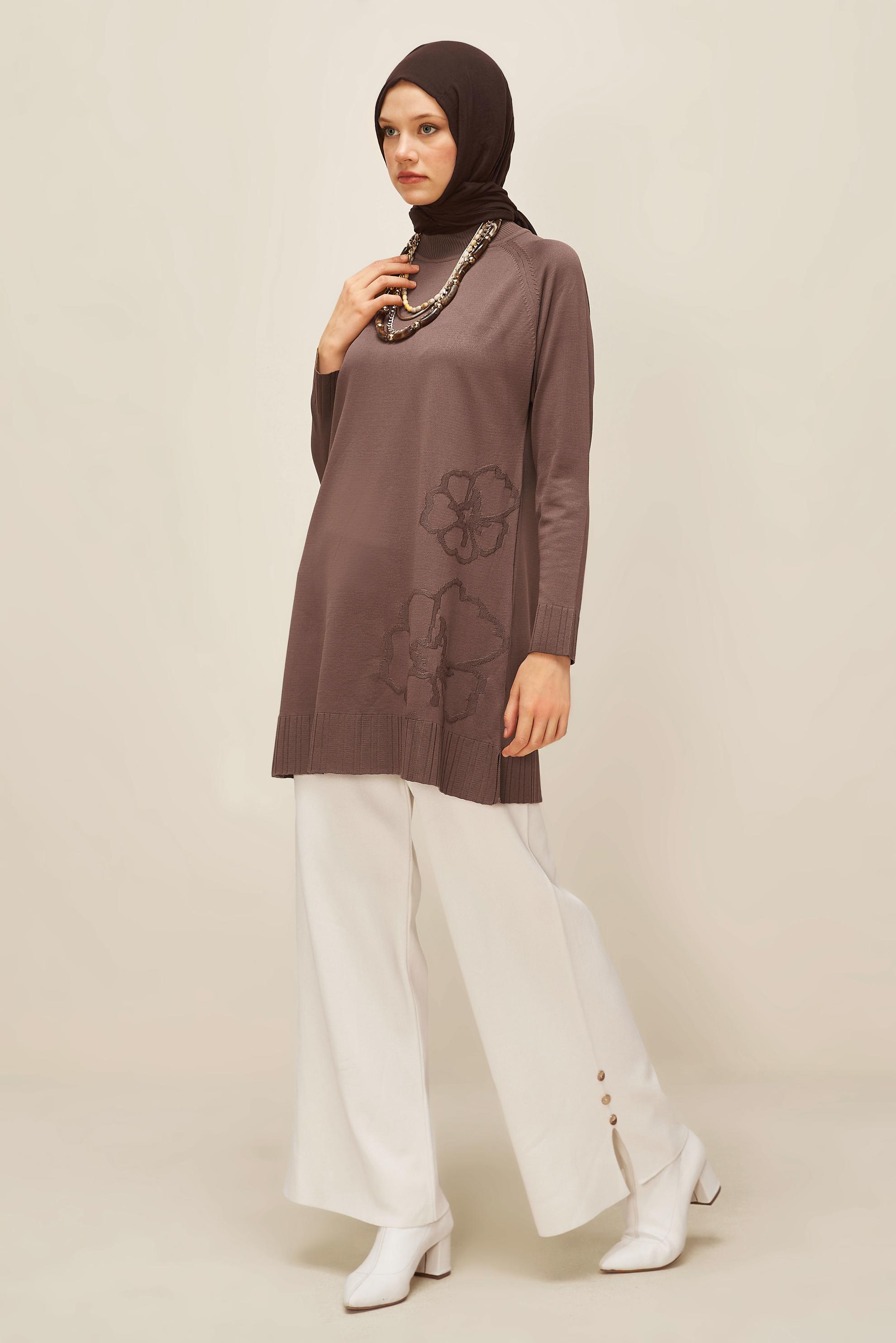 Tesettür giyim KAHVE TRİKO TUNİK 45851