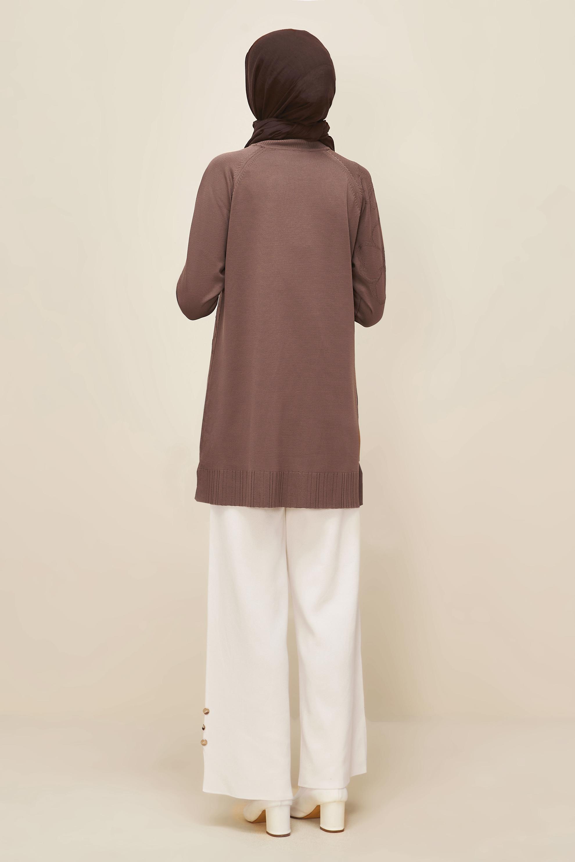 Tesettür giyim KAHVE TRİKO TUNİK 45851