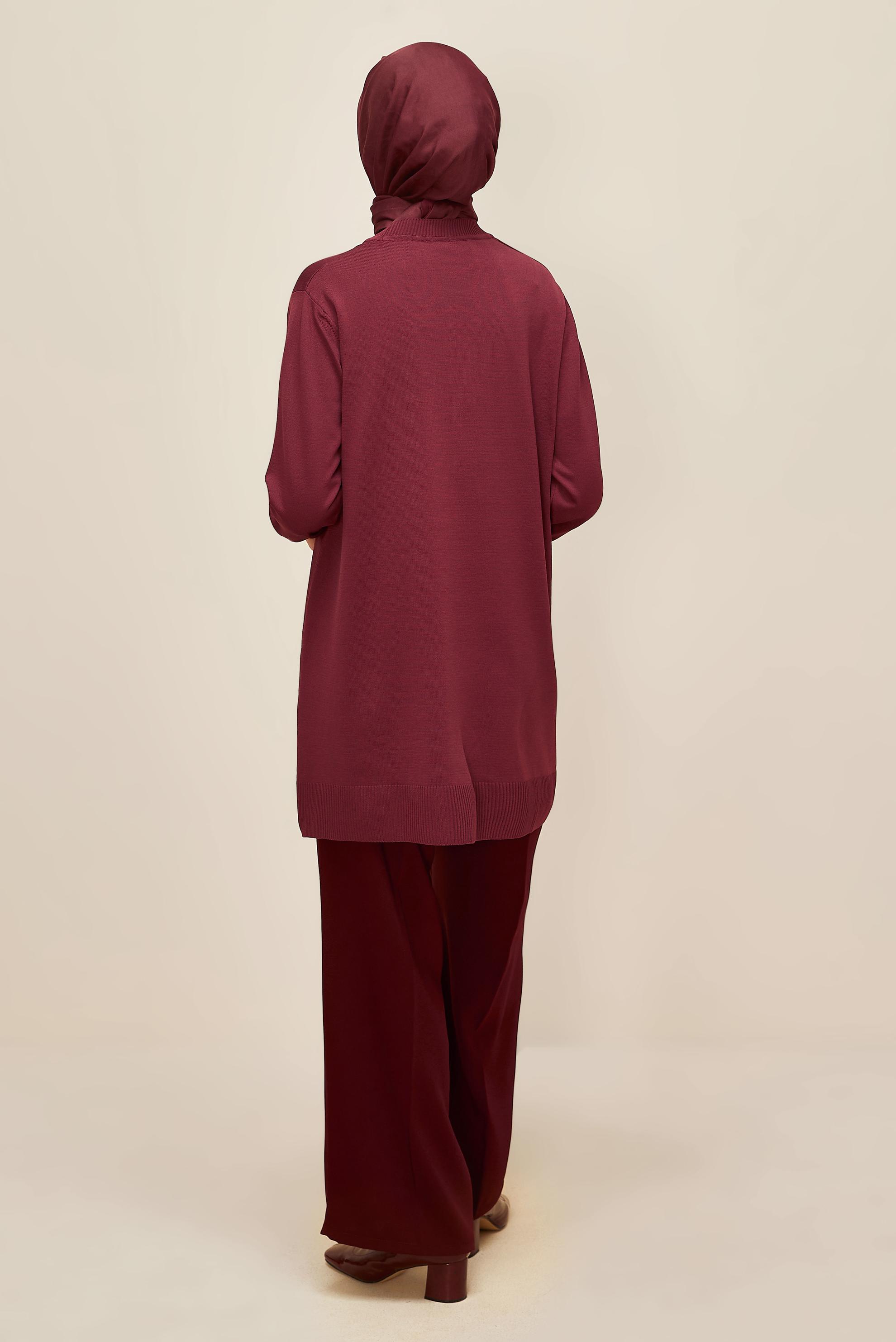 Tesettür giyim BORDO TRİKO TUNİK 45852