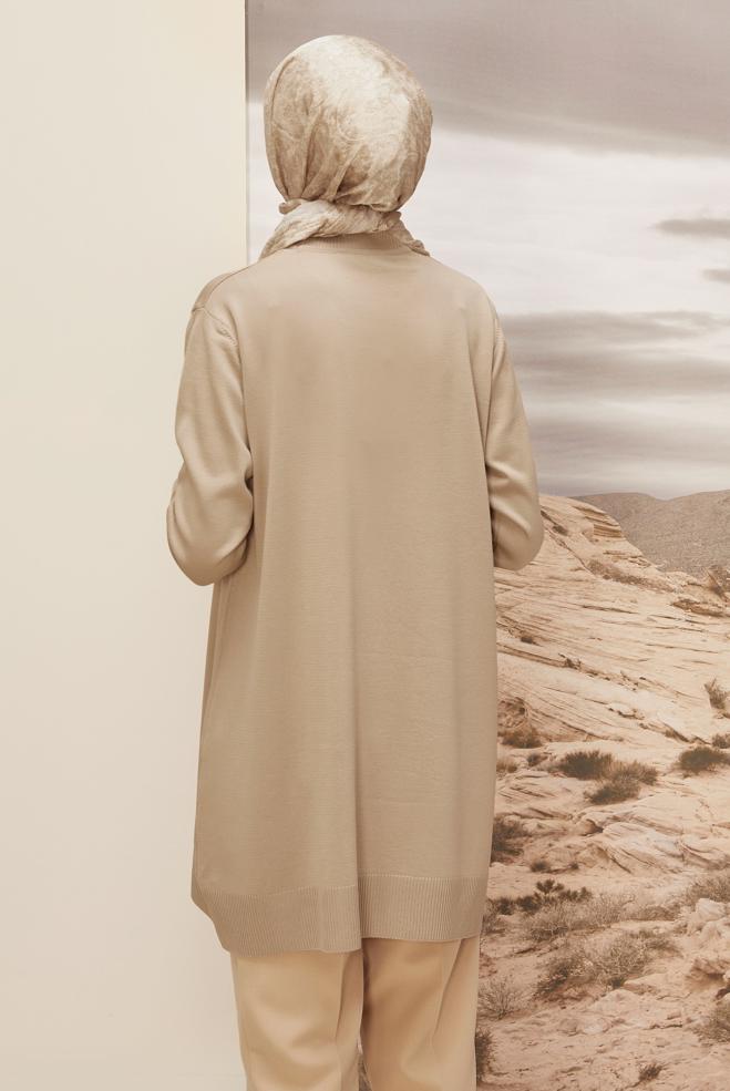 Vêtements hijab BEIGE TUNIQUE EN MAILLE 45852 - ALVİNA
