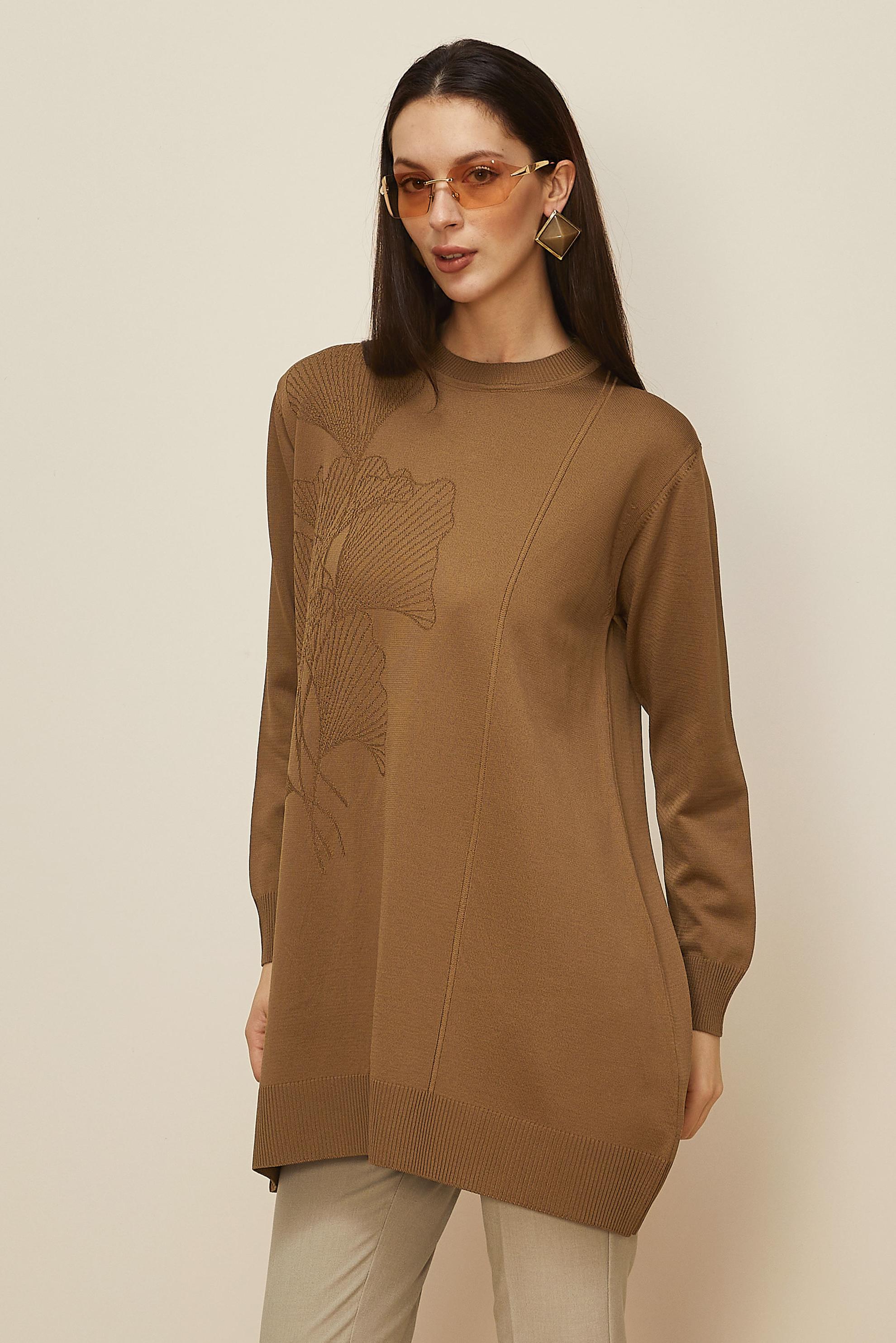 Tesettür giyim TABA TRİKO TUNİK 45852