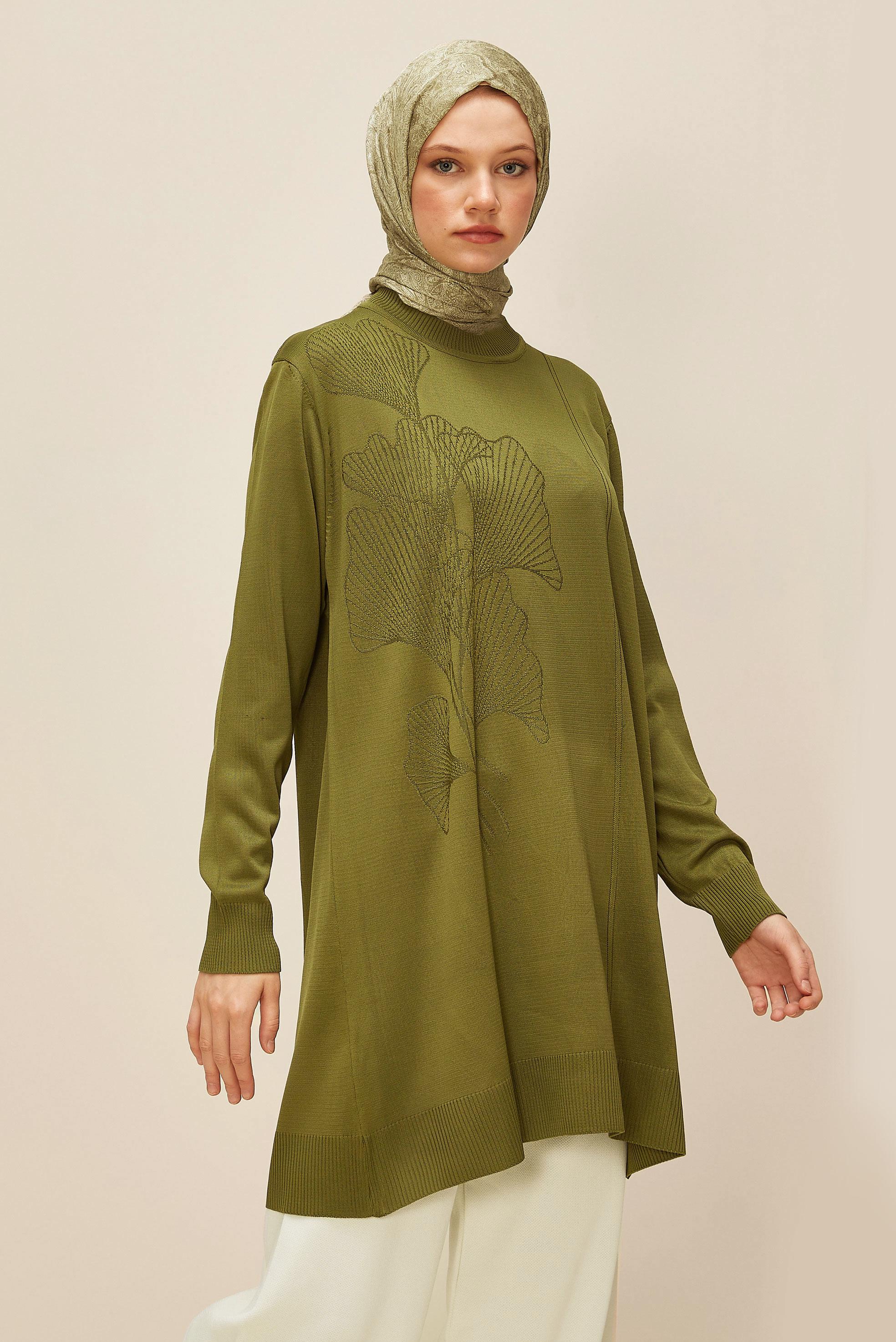 Tesettür giyim YEŞİL TRİKO TUNİK 45852