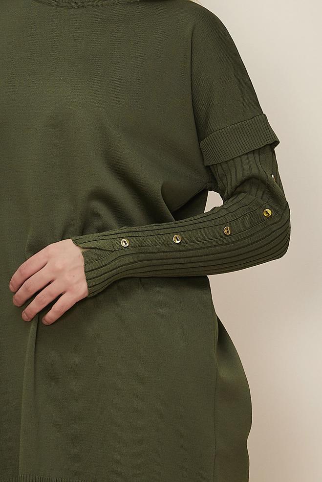 Tesettür giyim HAKİ 45853 TRİKO TUNİK 38-44 - ALVİNA