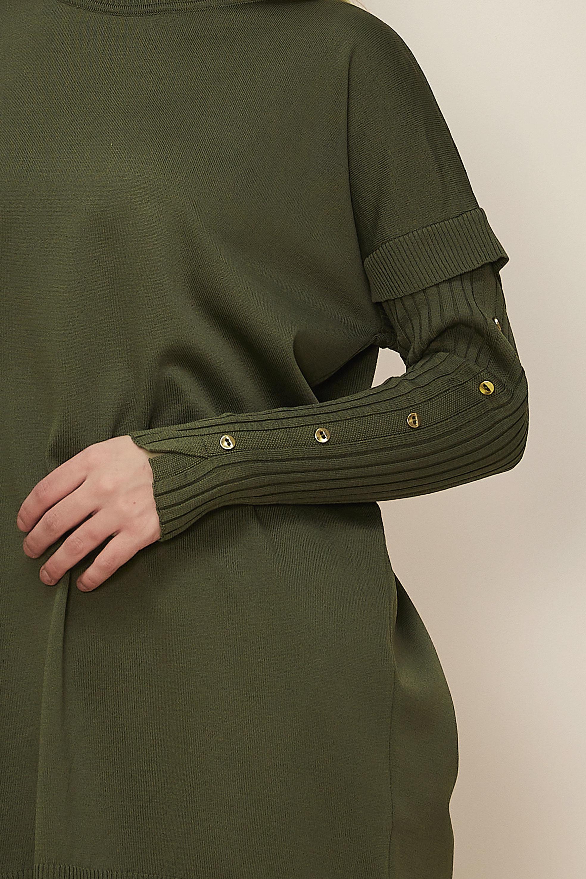 Hijab clothing KHAKI BUTTON DETAILED KNITWEAR TUNIC 45853