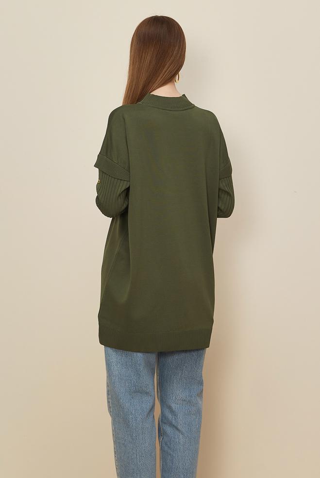 Tesettür giyim HAKİ 45853 TRİKO TUNİK 38-44 - ALVİNA