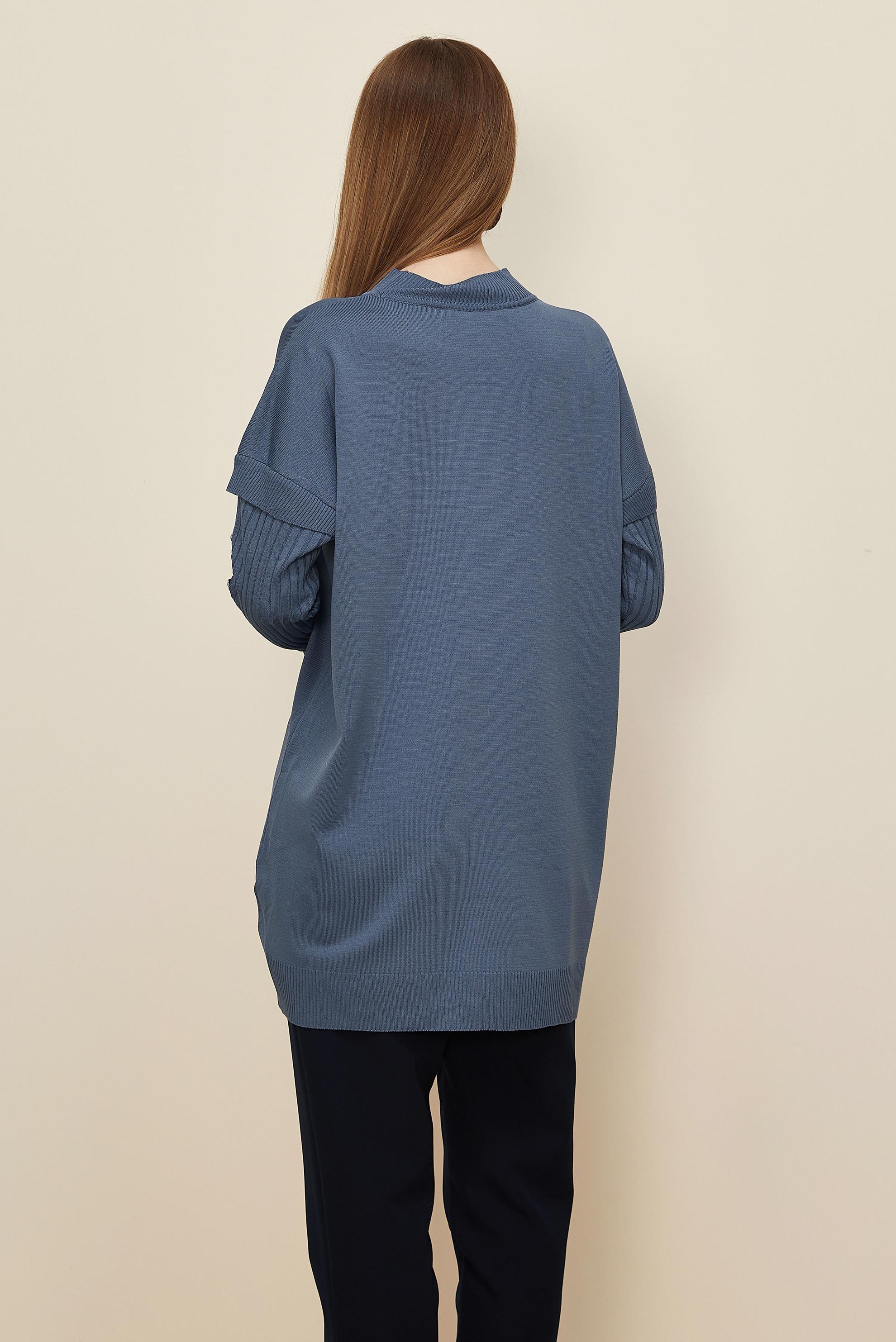 Tesettür giyim LACİVERT DÜĞME DETAYLI TRİKO TUNİK 45853