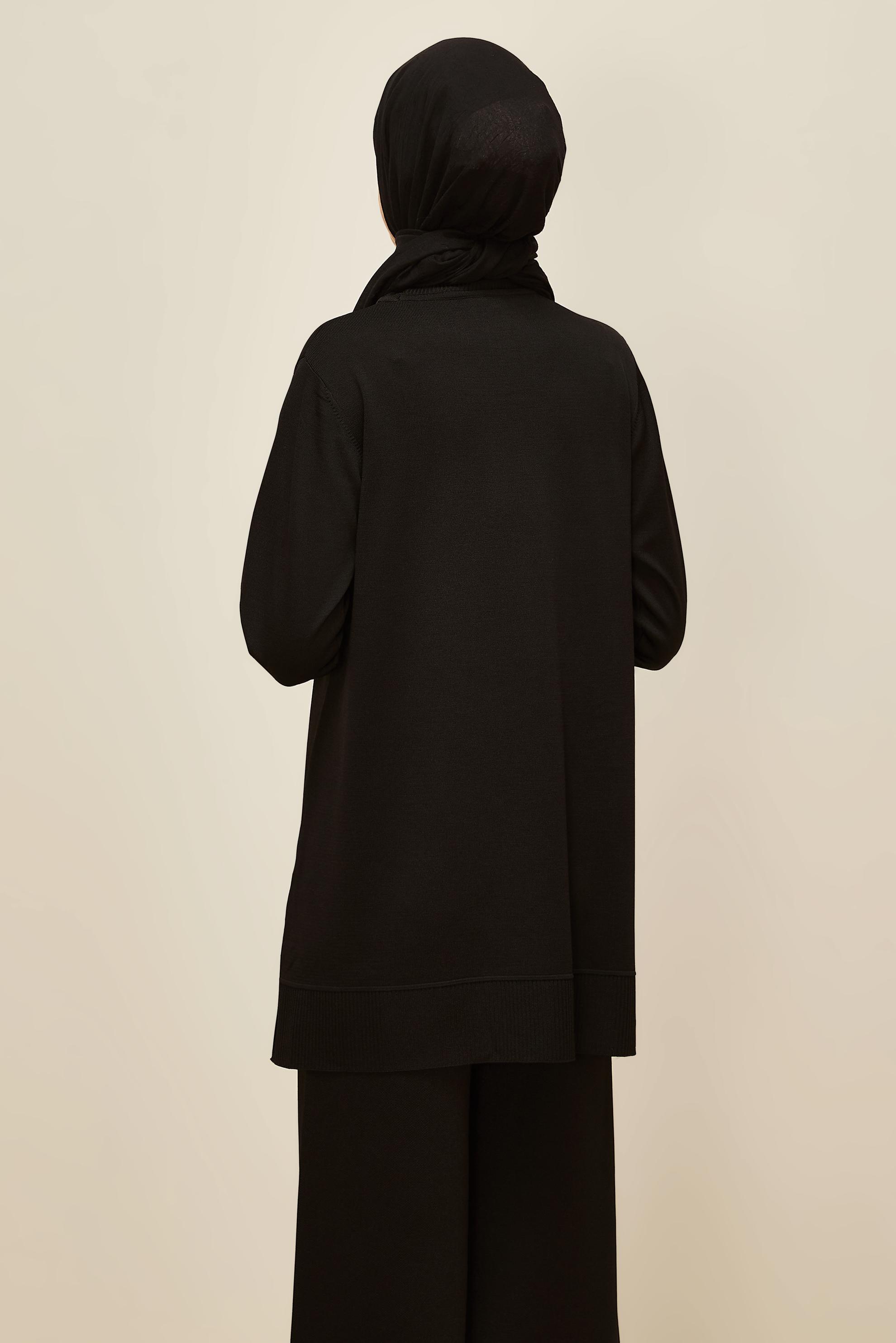 Tesettür giyim SİYAH TRİKO TUNİK 45854