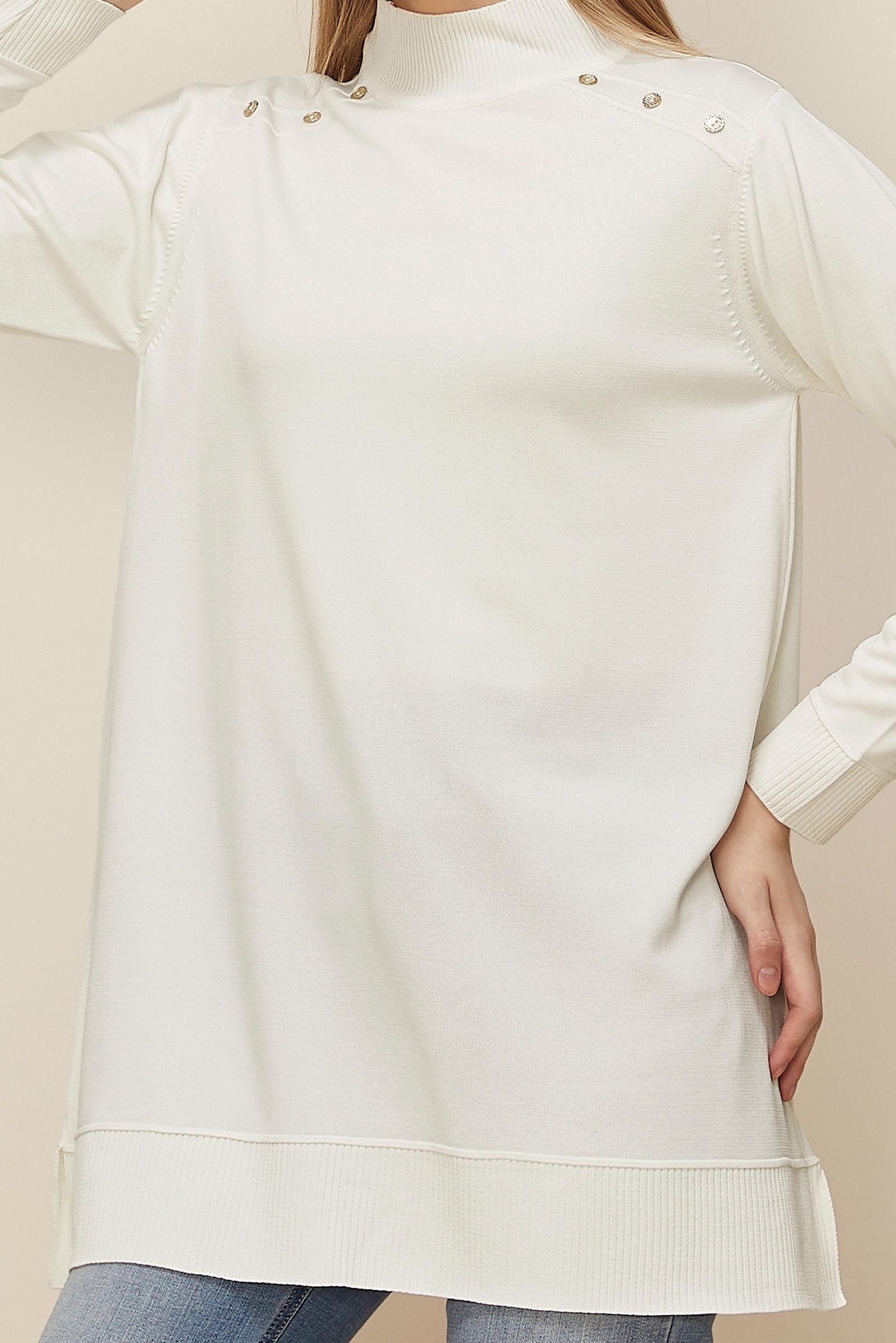 Tesettür giyim BEYAZ TRİKO TUNİK 45854