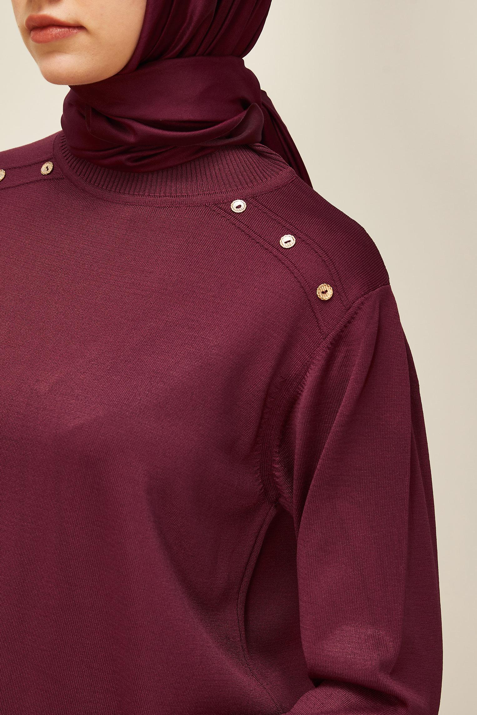 Tesettür giyim BORDO TRİKO TUNİK 45854