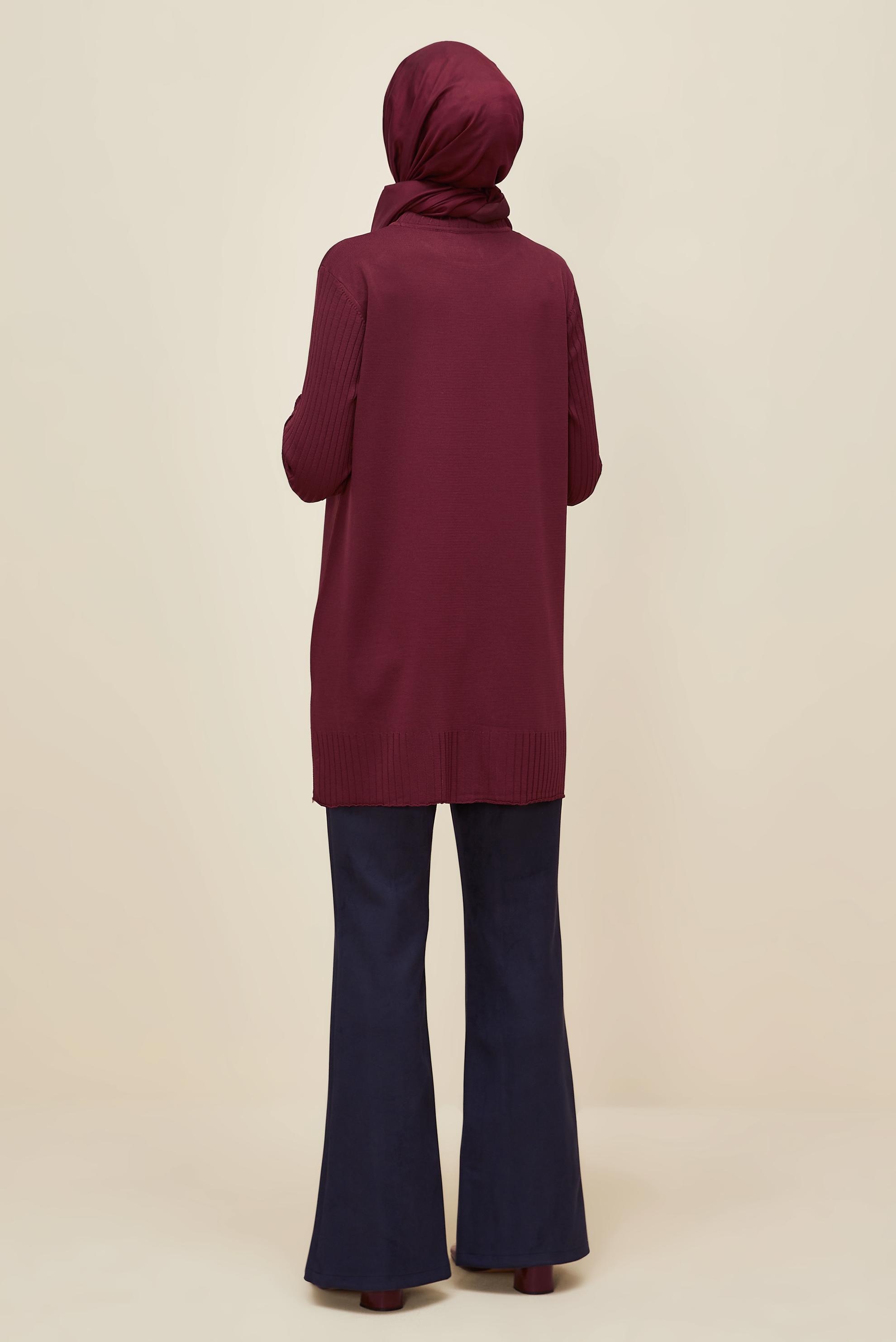 Tesettür giyim BORDO TRİKO TUNİK 45854