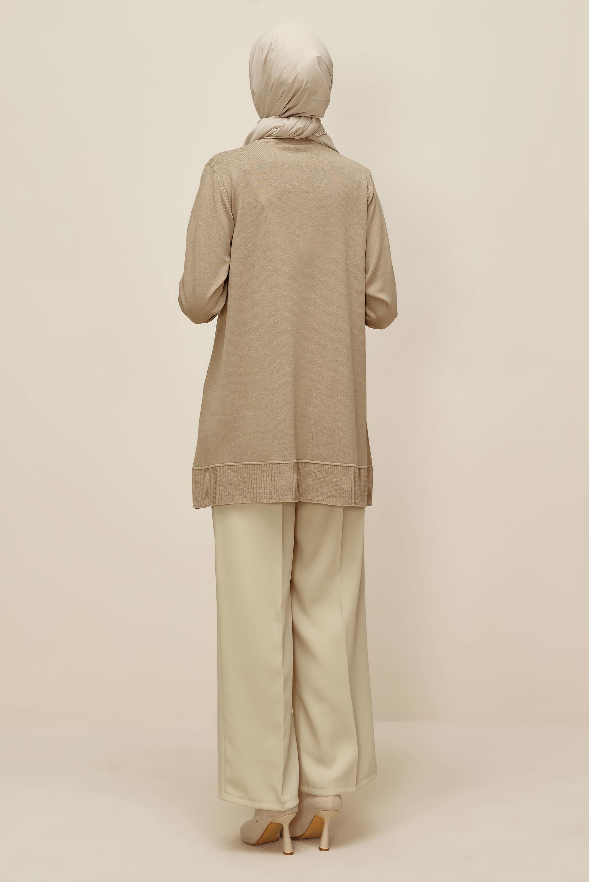 Tesettür giyim BEJ TRİKO TUNİK 45854