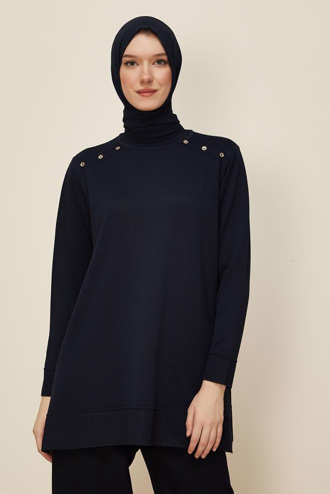 Tesettür giyim LACİVERT TRİKO TUNİK 45854 - ALVİNA