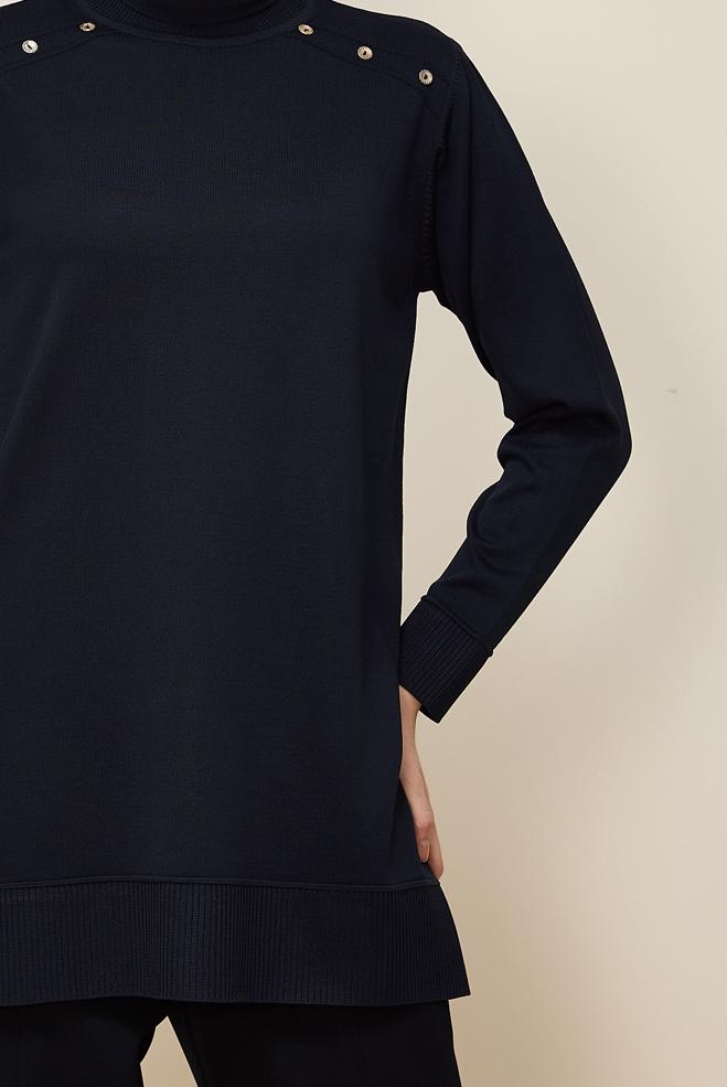 Tesettür giyim LACİVERT TRİKO TUNİK 45854 - ALVİNA