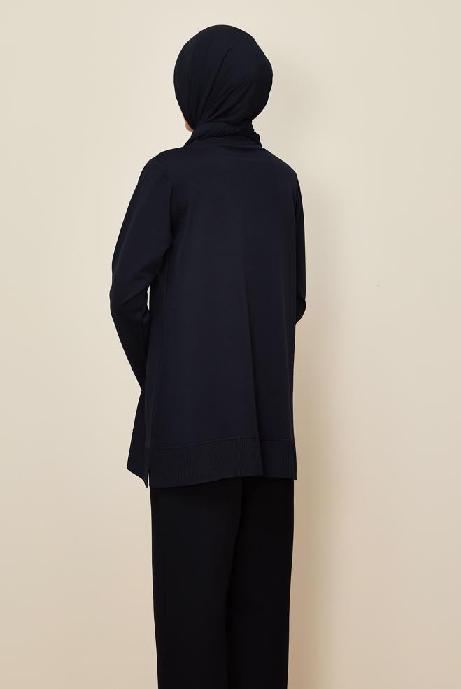 Tesettür giyim LACİVERT TRİKO TUNİK 45854 - ALVİNA
