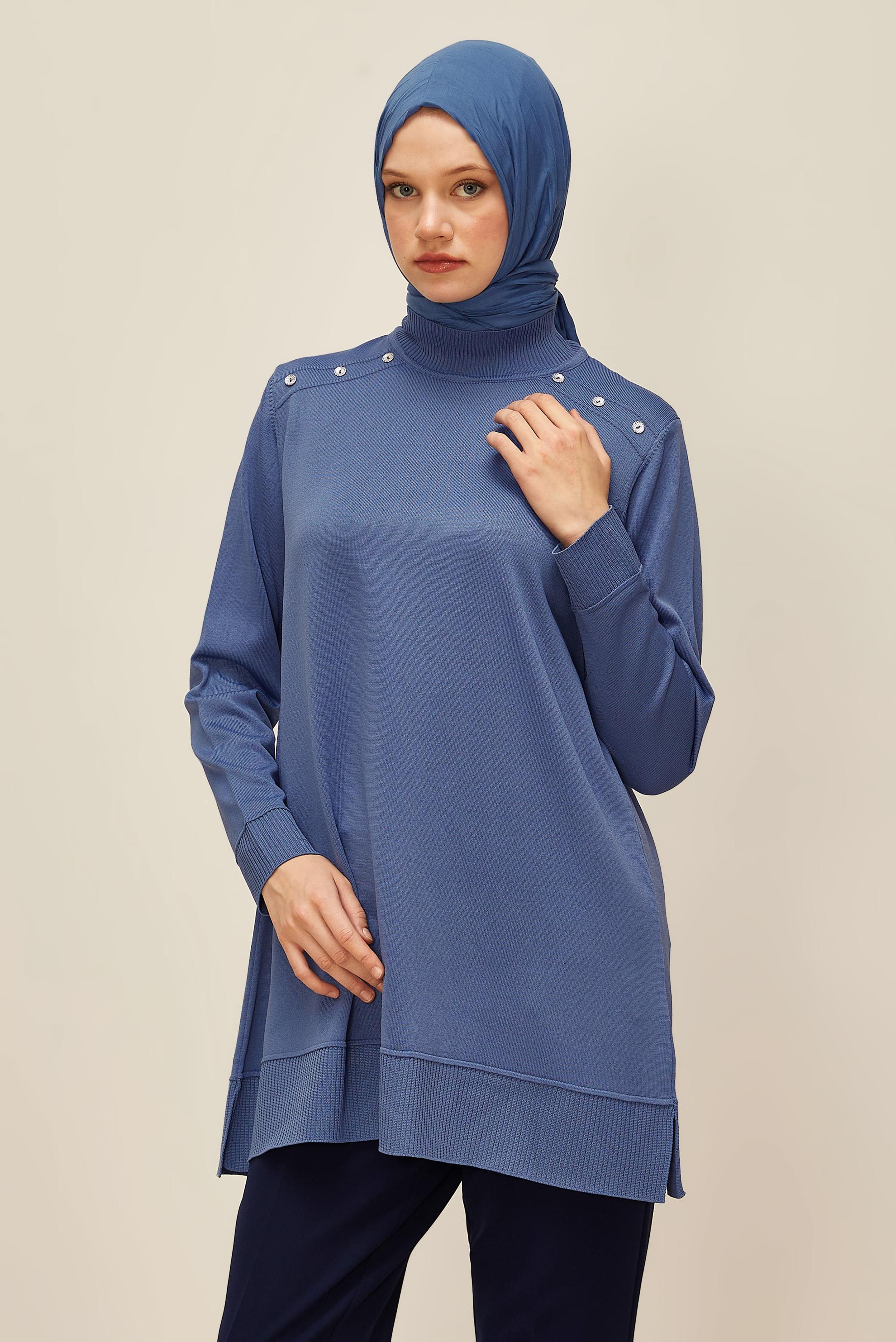 Tesettür giyim LACİVERT TRİKO TUNİK 45854