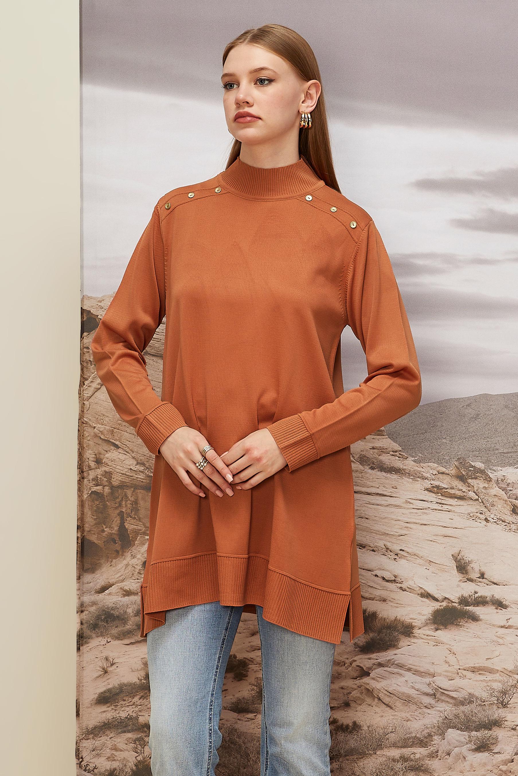 Tesettür giyim TURUNCU TRİKO TUNİK 45854