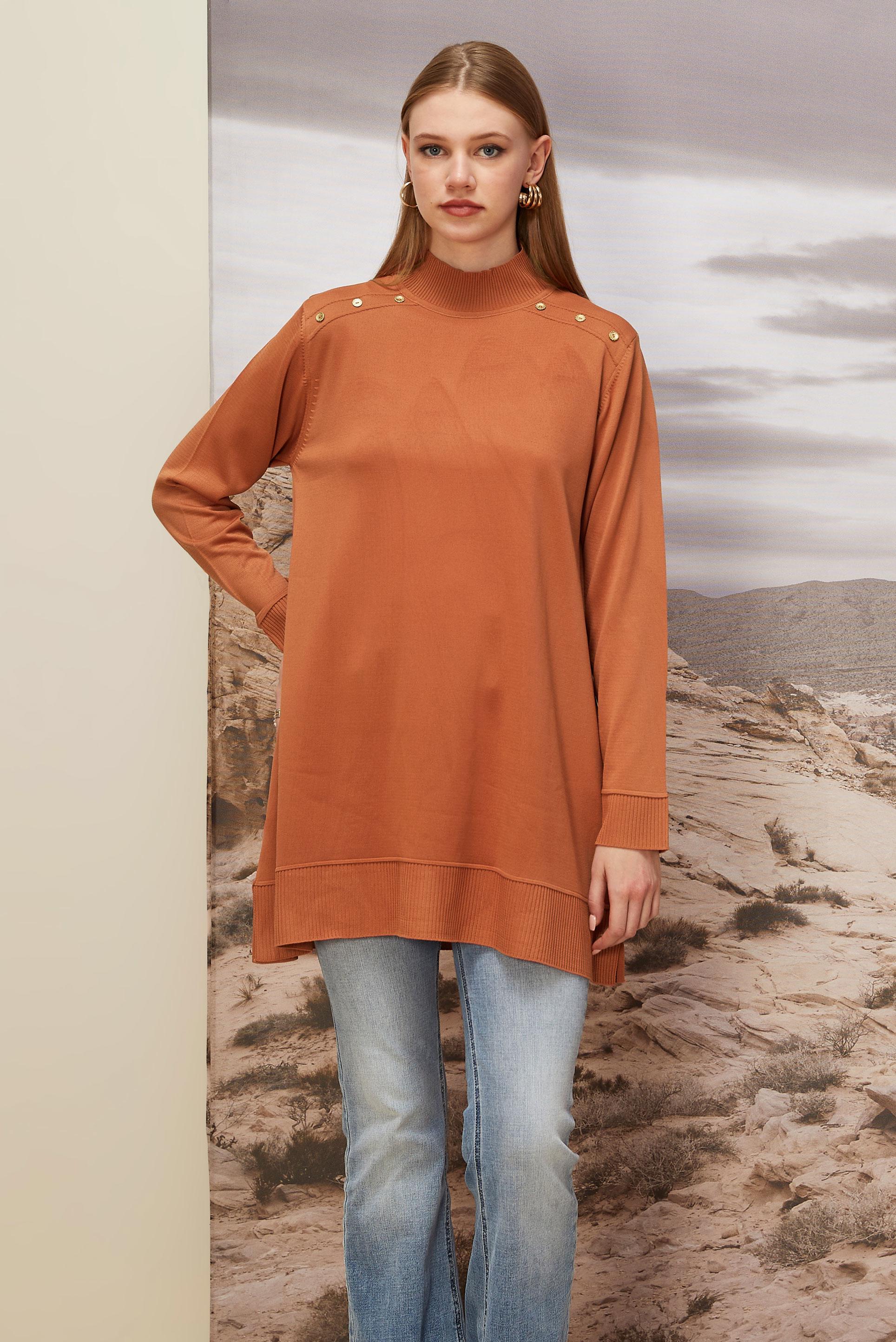 Tesettür giyim TURUNCU TRİKO TUNİK 45854