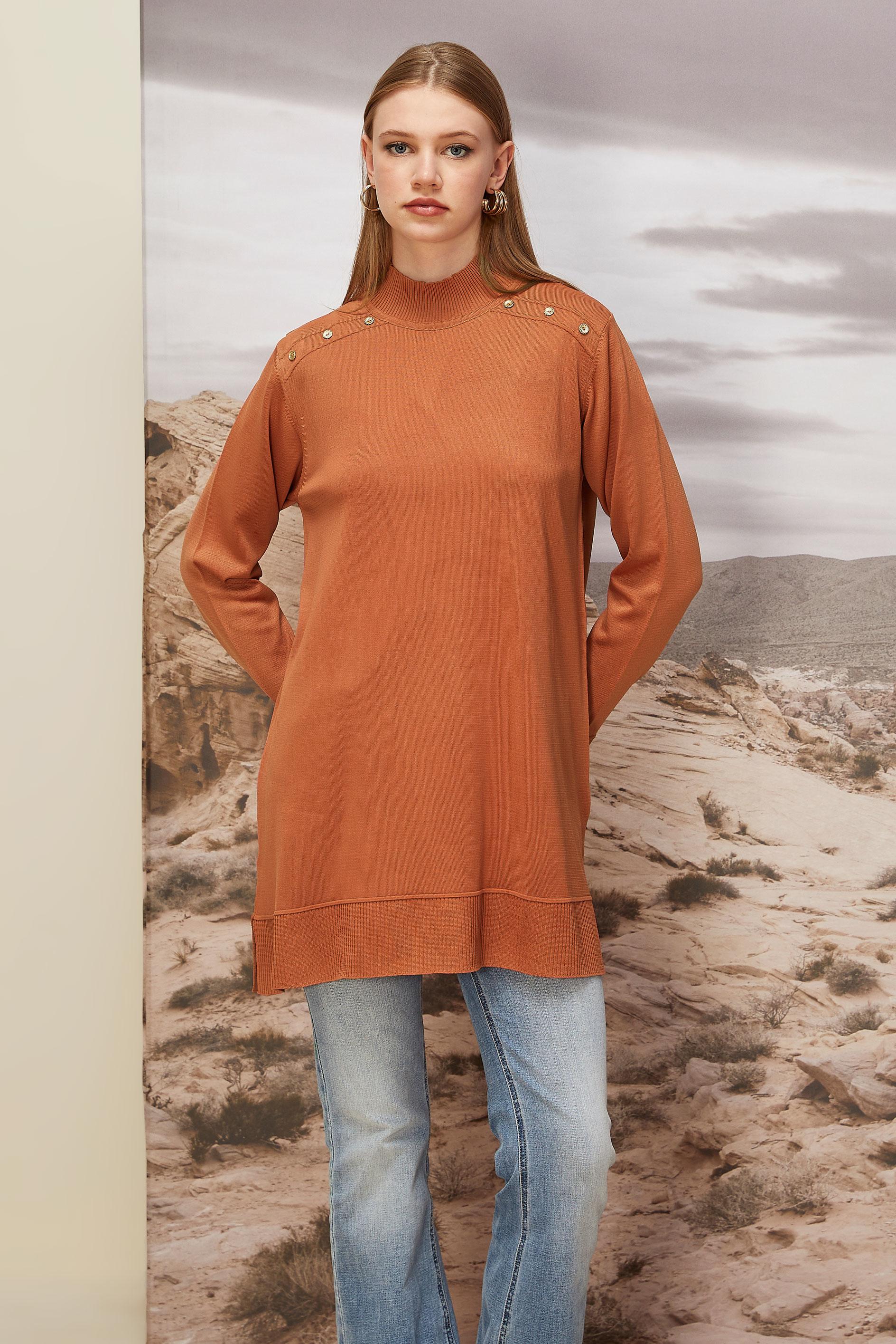 Tesettür giyim TURUNCU TRİKO TUNİK 45854