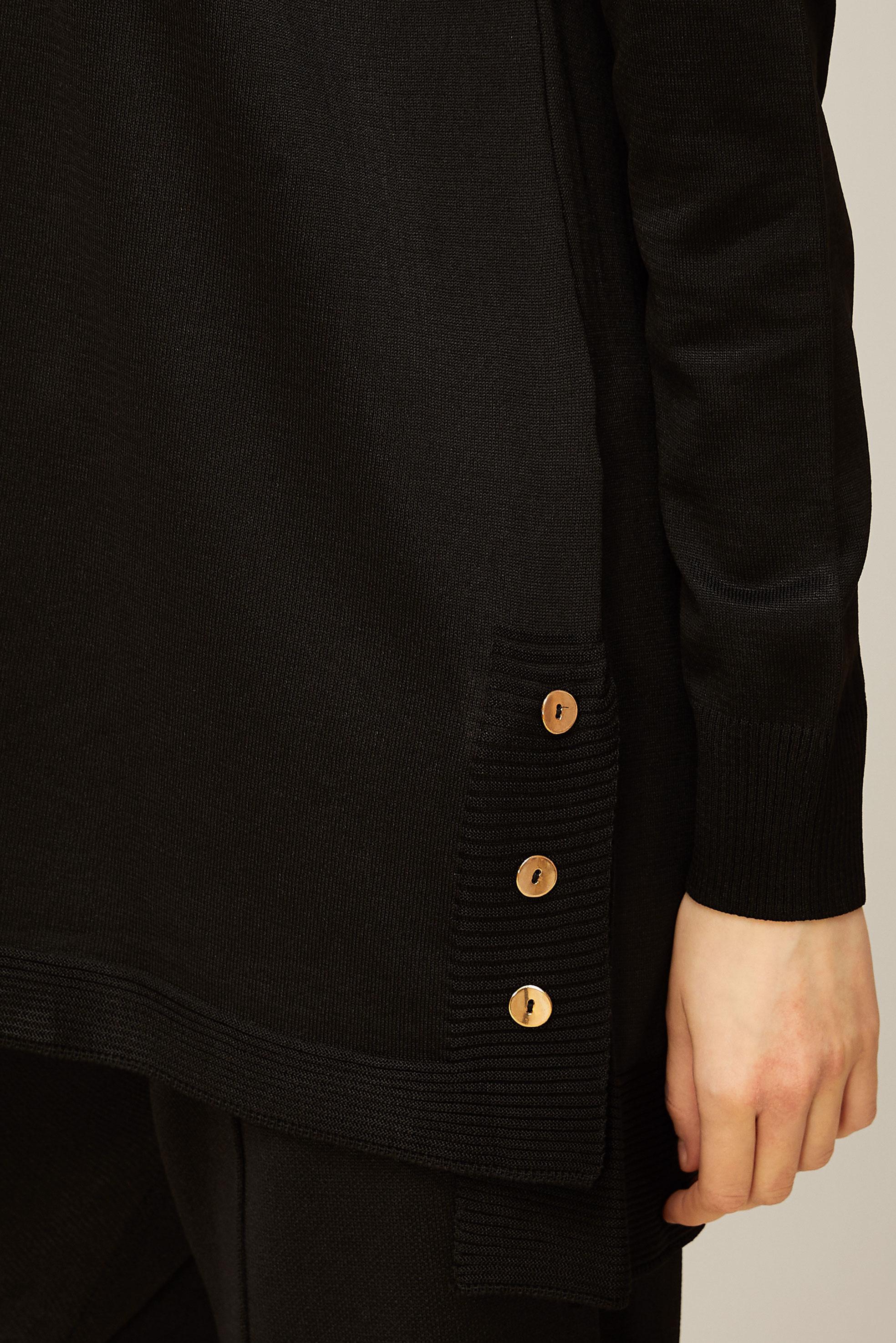 Tesettür giyim SİYAH KAPÜŞONLU TRİKO TUNİK 45855