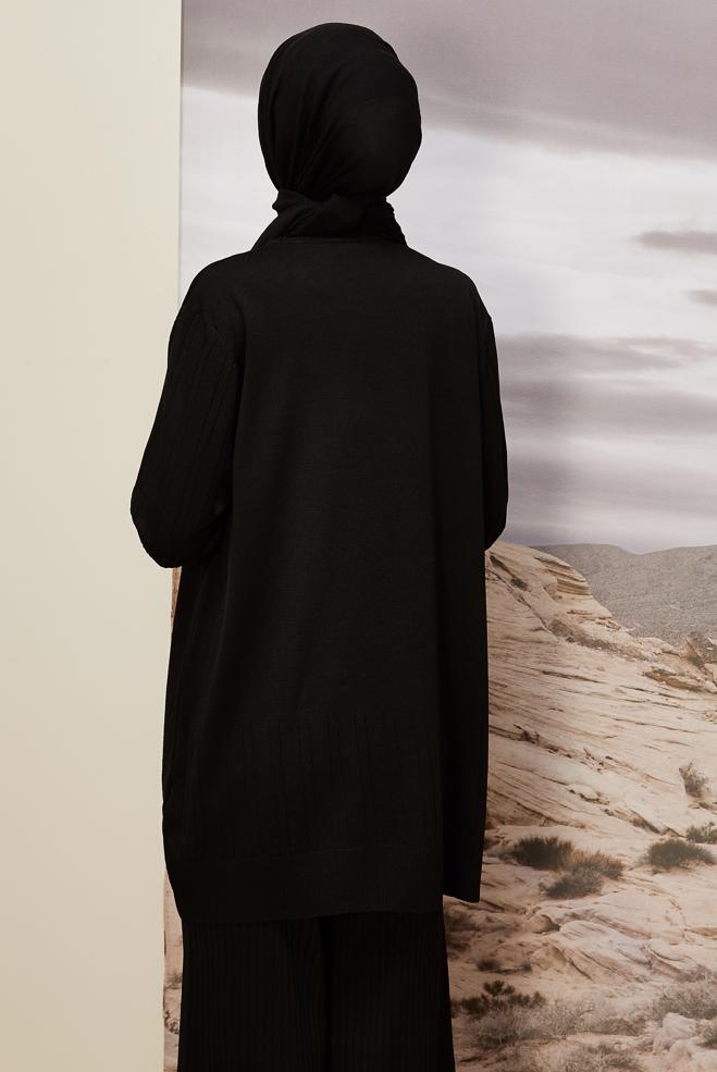 Vêtements hijab NOIR TUNIQUE EN MAILLE 45856 - ALVİNA