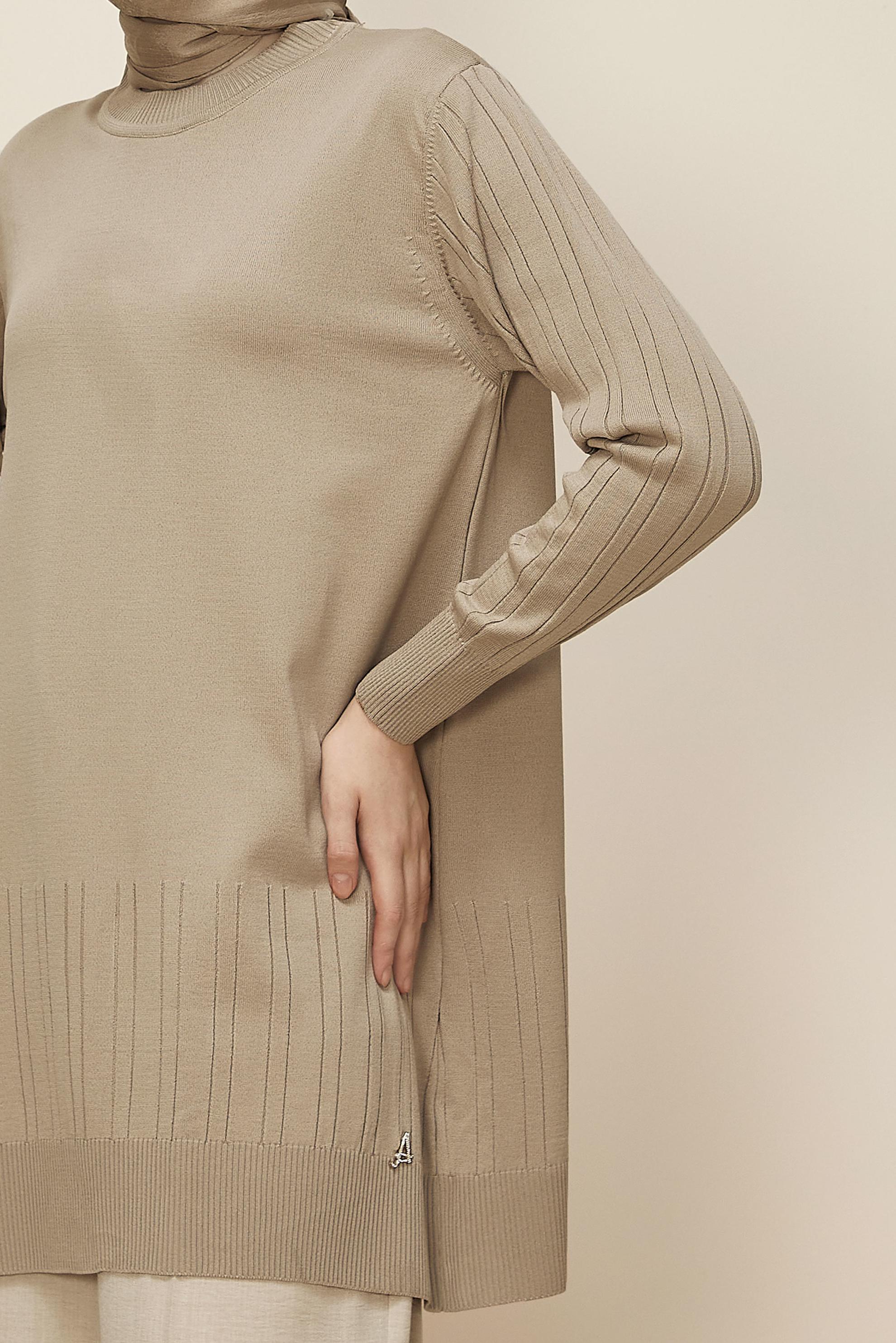 Tesettür giyim BEJ TRİKO TUNİK 45856