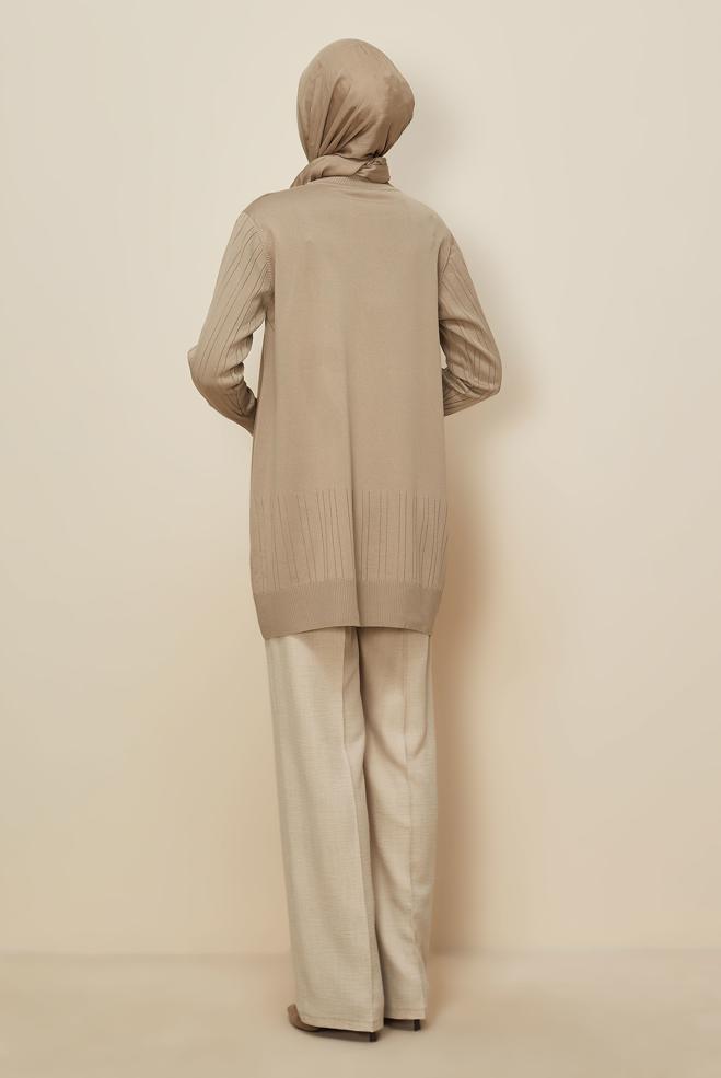 Tesettür giyim BEJ TRİKO TUNİK 45856 - ALVİNA