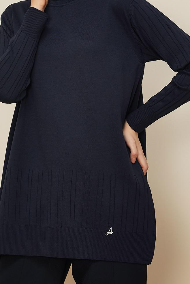 Tesettür giyim LACİVERT TRİKO TUNİK 45856 - ALVİNA