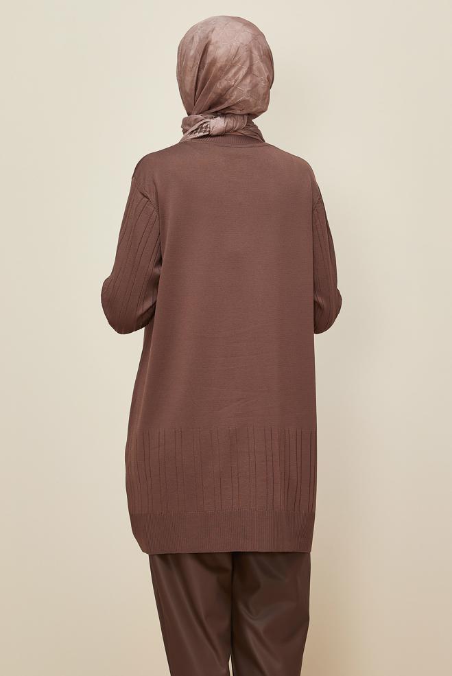 Vêtements hijab BRUN TUNIQUE EN MAILLE 45856 - ALVİNA