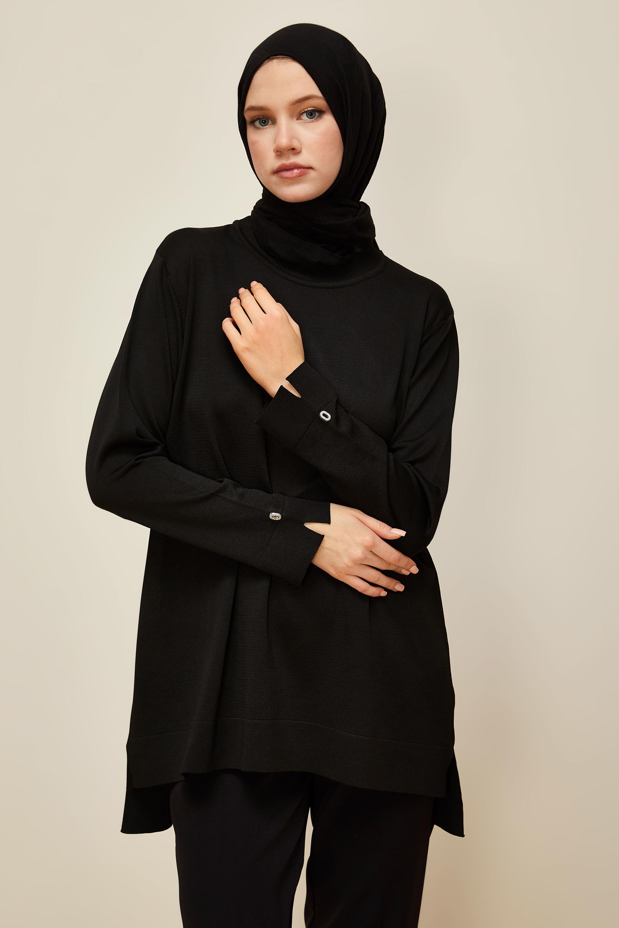 Vêtements hijab NOIR TUNIQUE EN MAILLE 45857