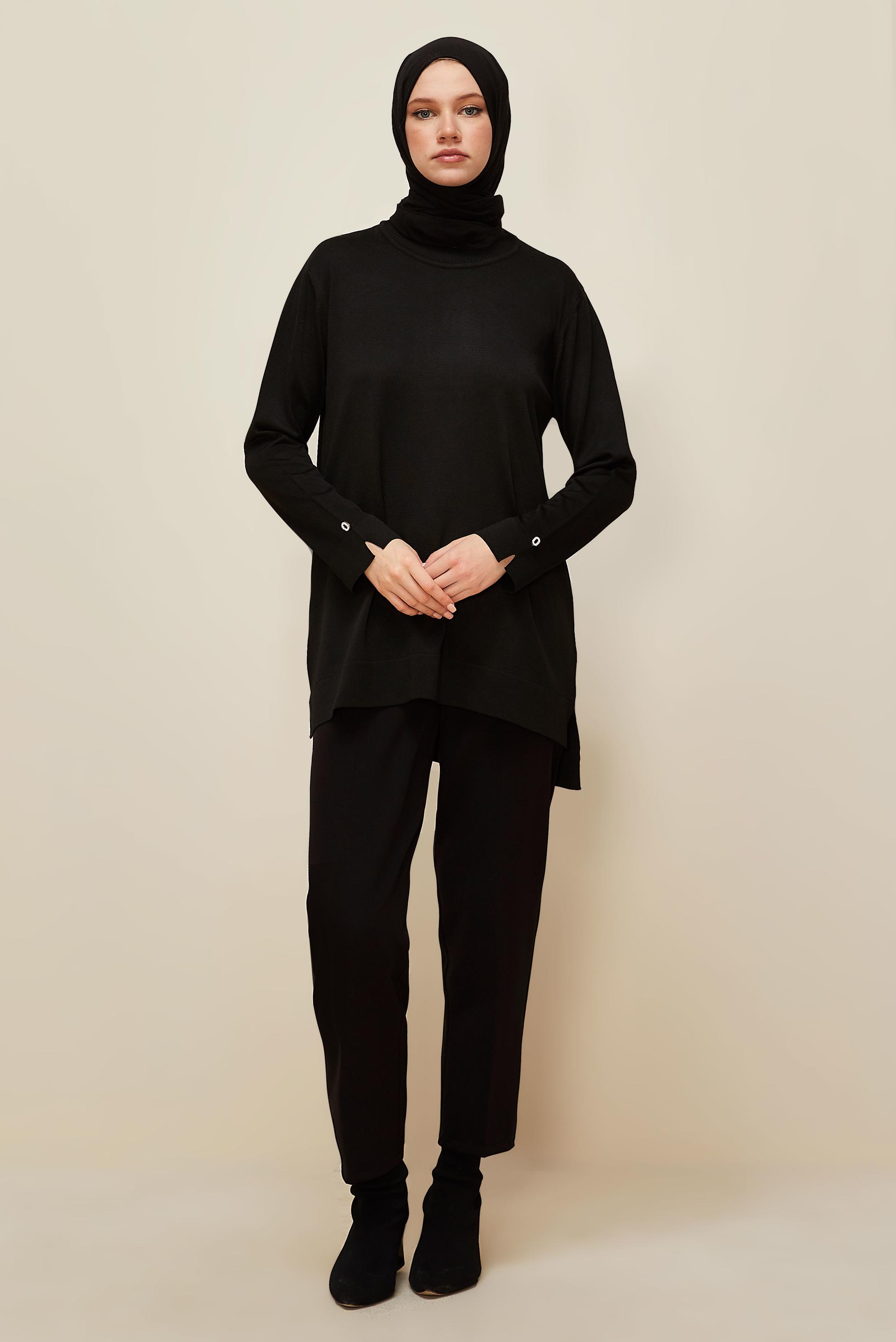 Vêtements hijab NOIR TUNIQUE EN MAILLE 45857