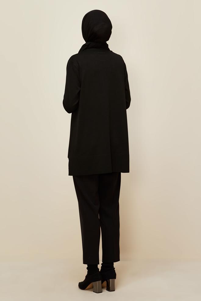 Vêtements hijab NOIR TUNIQUE EN MAILLE 45857 - ALVİNA
