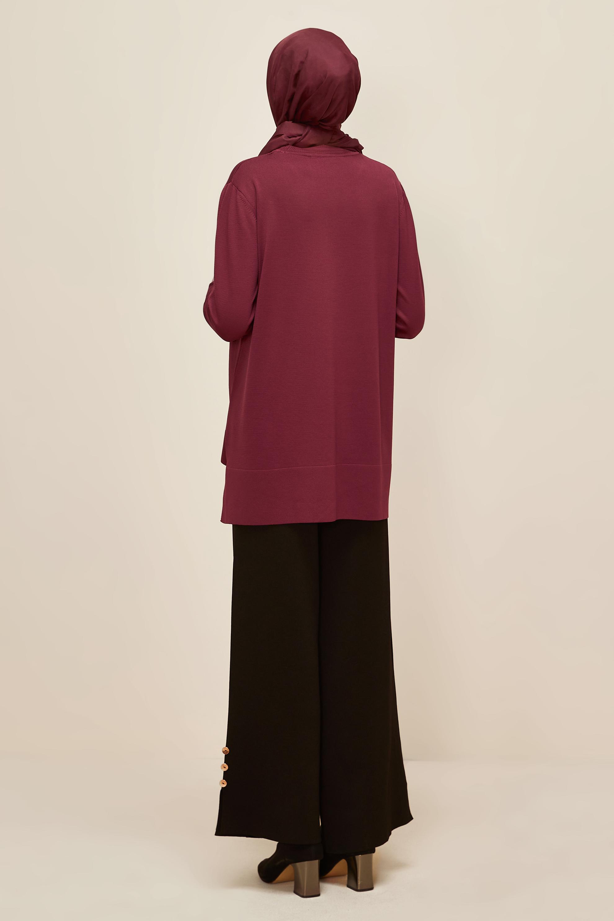 Tesettür giyim BORDO TRİKO TUNİK 45857