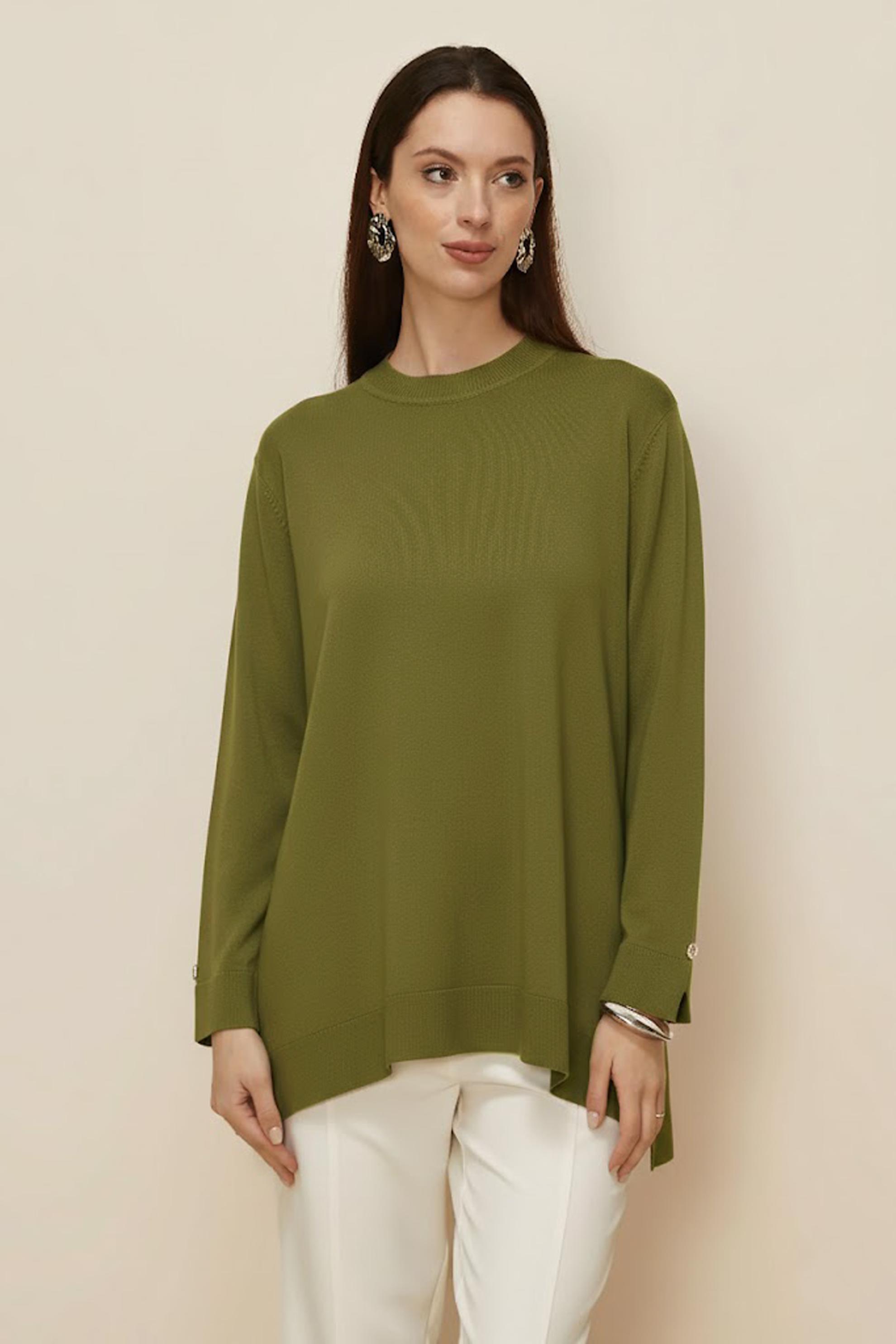 Tesettür giyim YEŞİL TRİKO TUNİK 45857