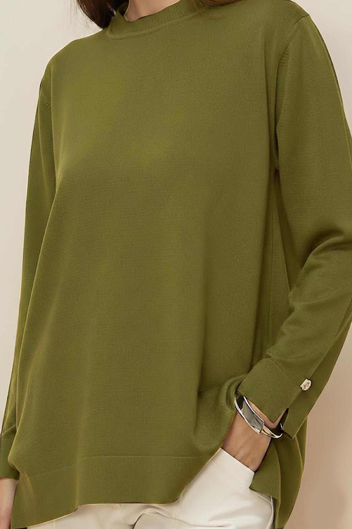 Tesettür giyim YEŞİL TRİKO TUNİK 45857