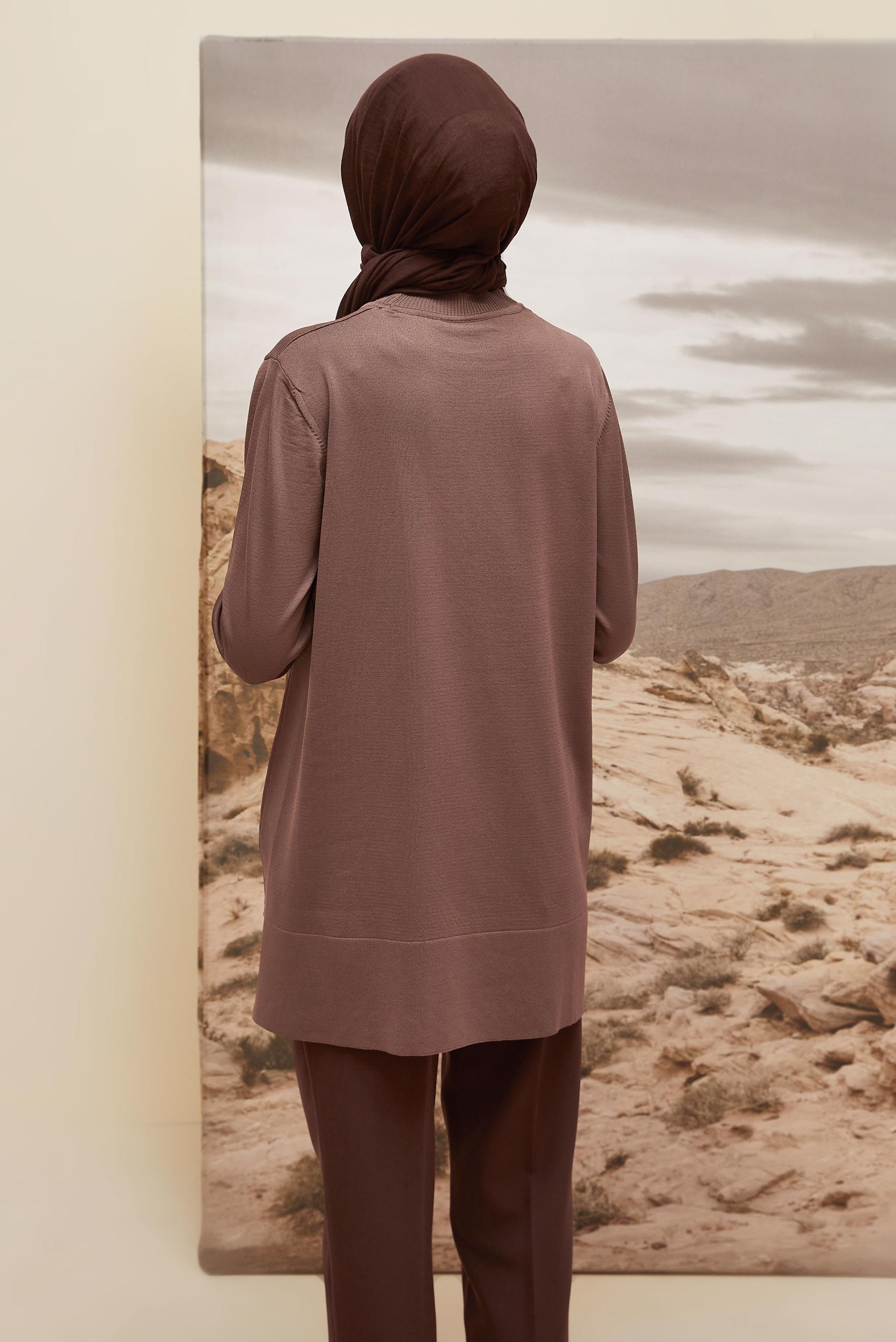 Tesettür giyim KAHVE TRİKO TUNİK 45857